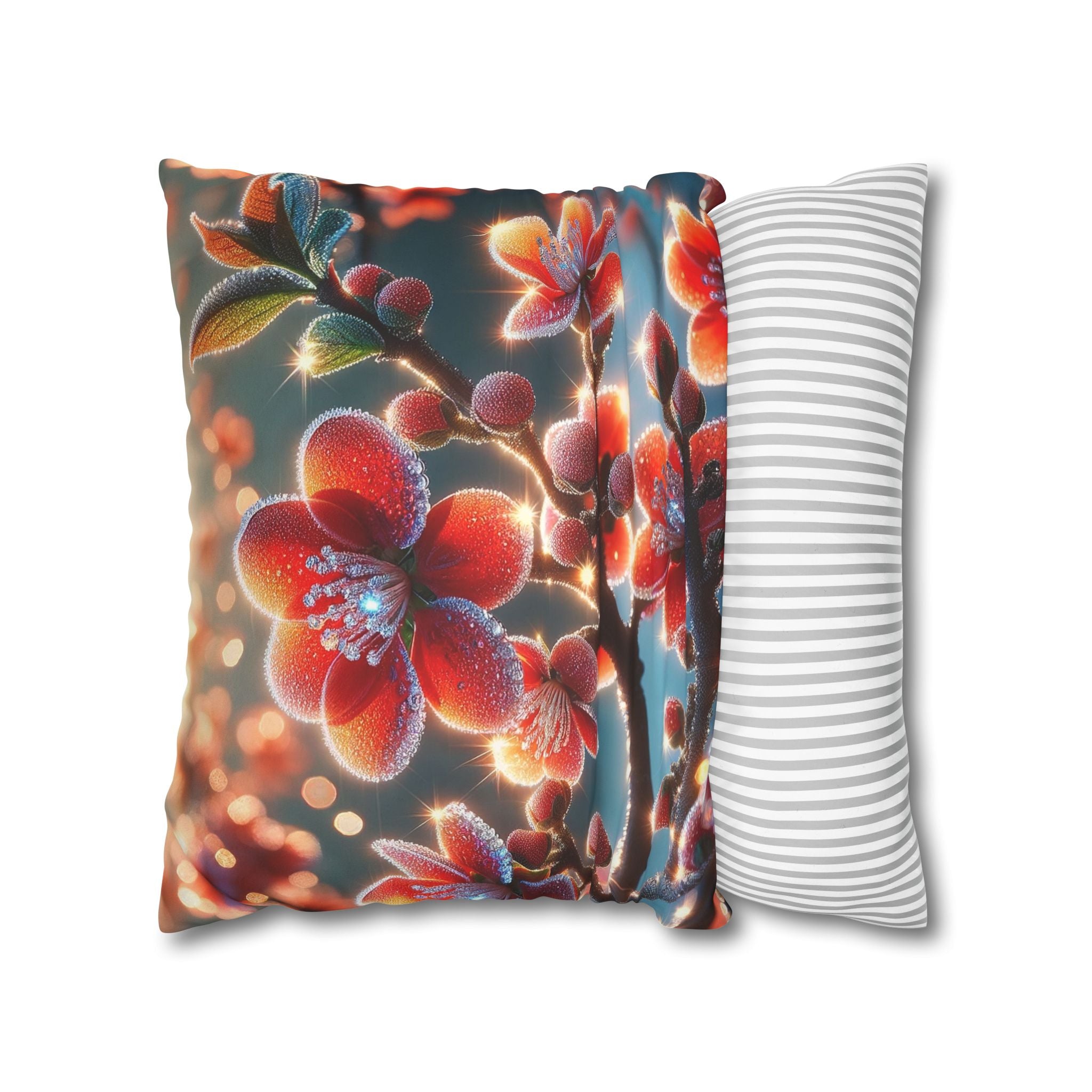 Red diamond flowers (in sun rise) - Suede Square Pillowcase
