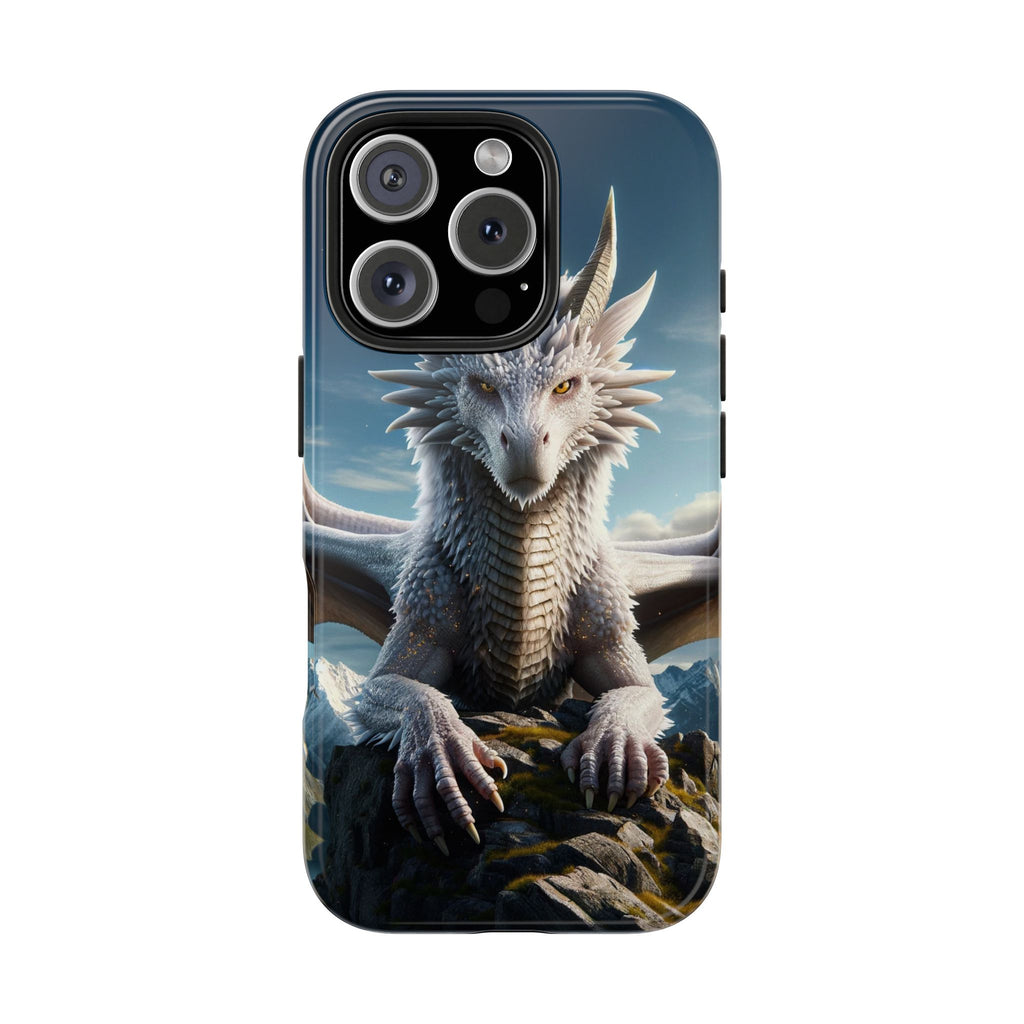 White dragon on a rock - Tough Phone Case