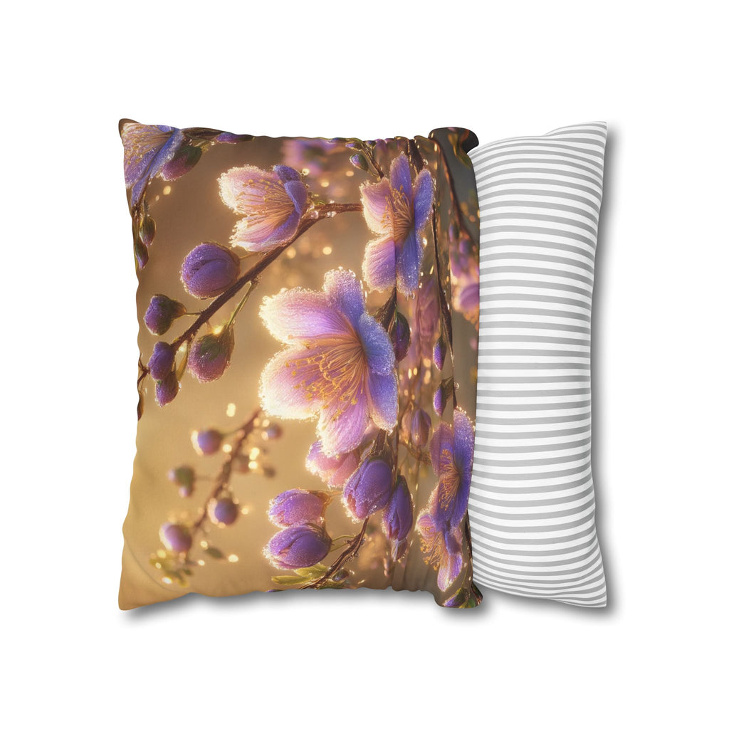Purple and white flowers - Suede Square Pillowcase