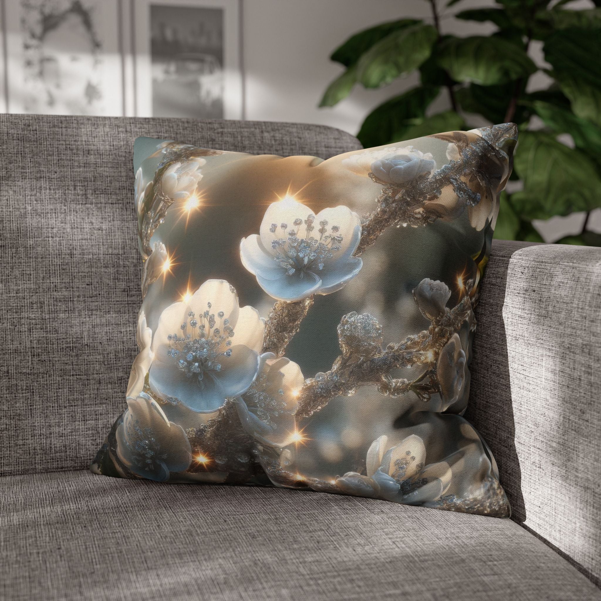 Small white flowers - Polyester Square Pillowcase