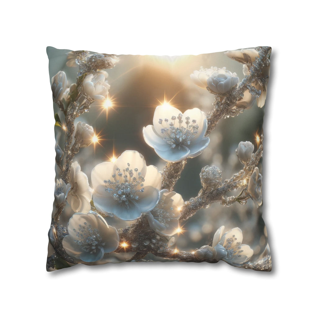 Silver, diamond flowers - Suede Square Pillowcase