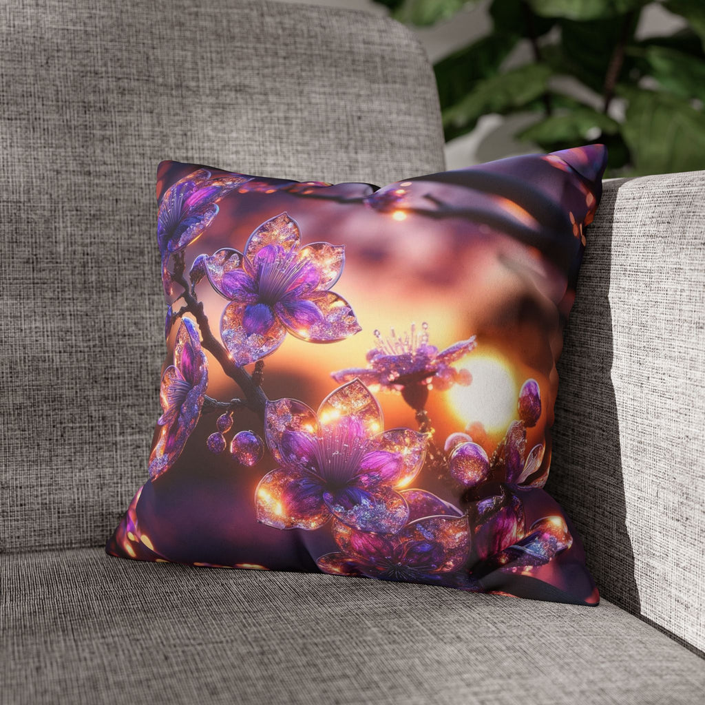 Purple crystal flowers - Suede Square Pillowcase