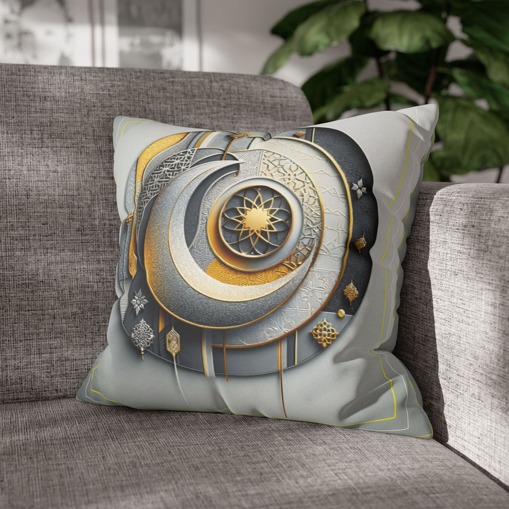 Islamic Art (gold, silver and grey) - Suede Square Pillowcase