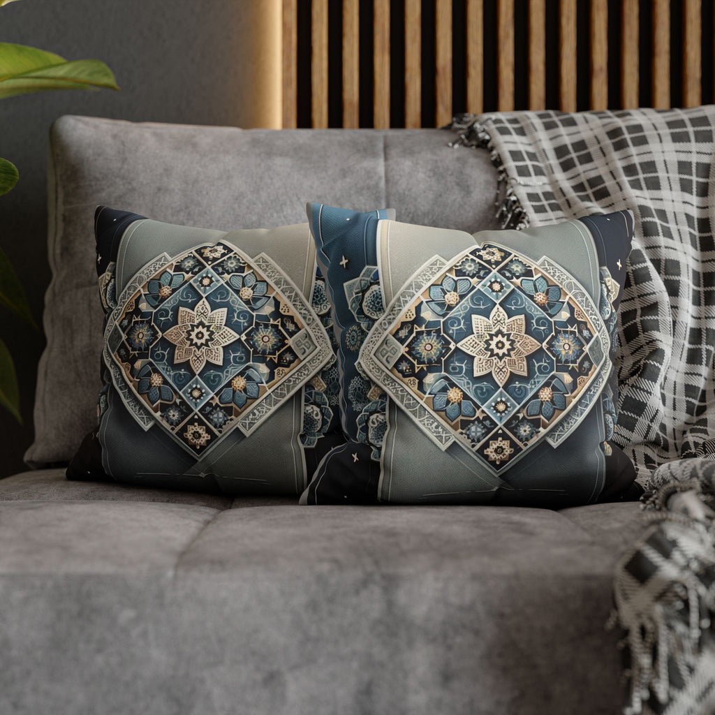 Islamic Art (blue-grey) - Suede Square Pillowcase
