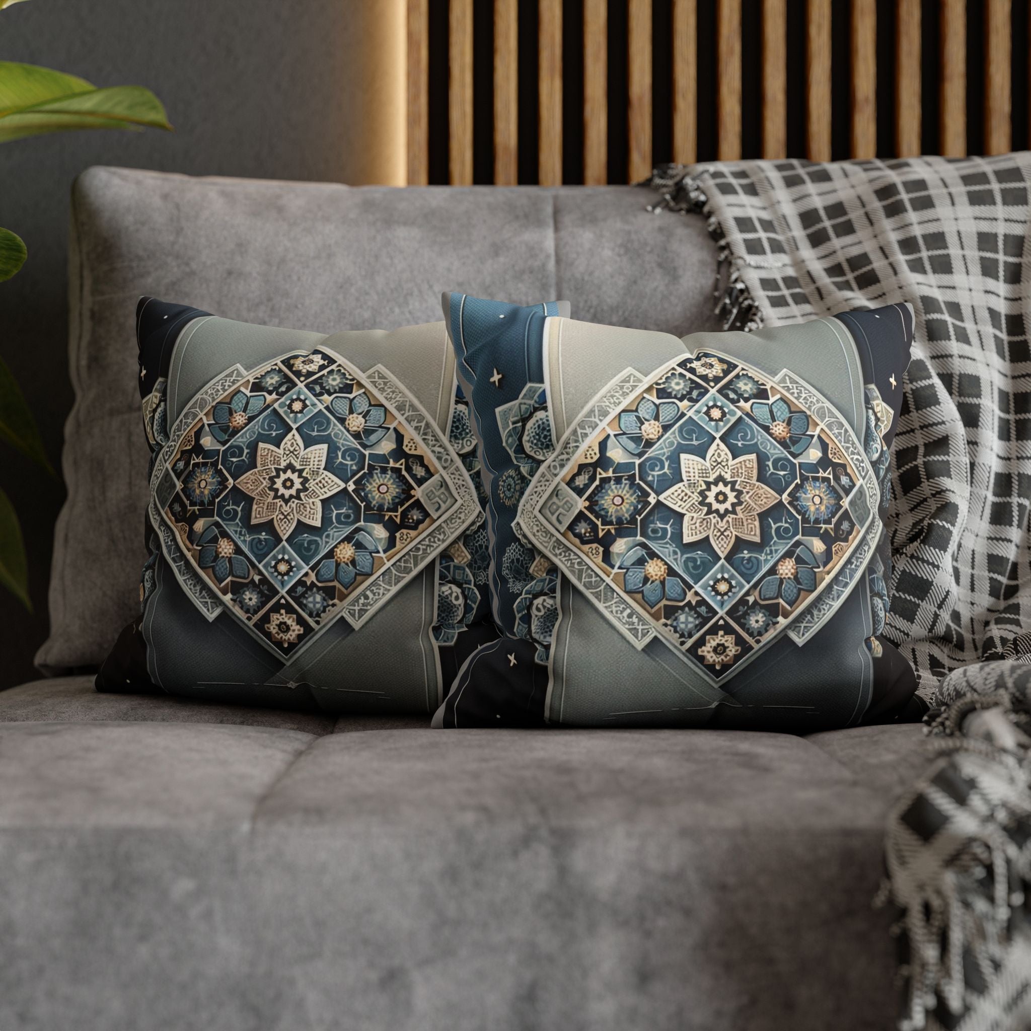 Islamic Art (blue-grey) - Suede Square Pillowcase