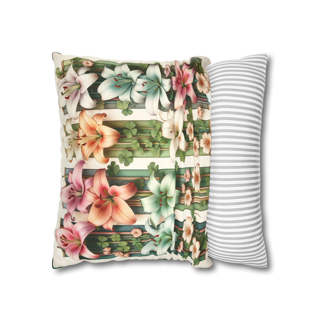 Lilies on a wall - Suede Square Pillowcase