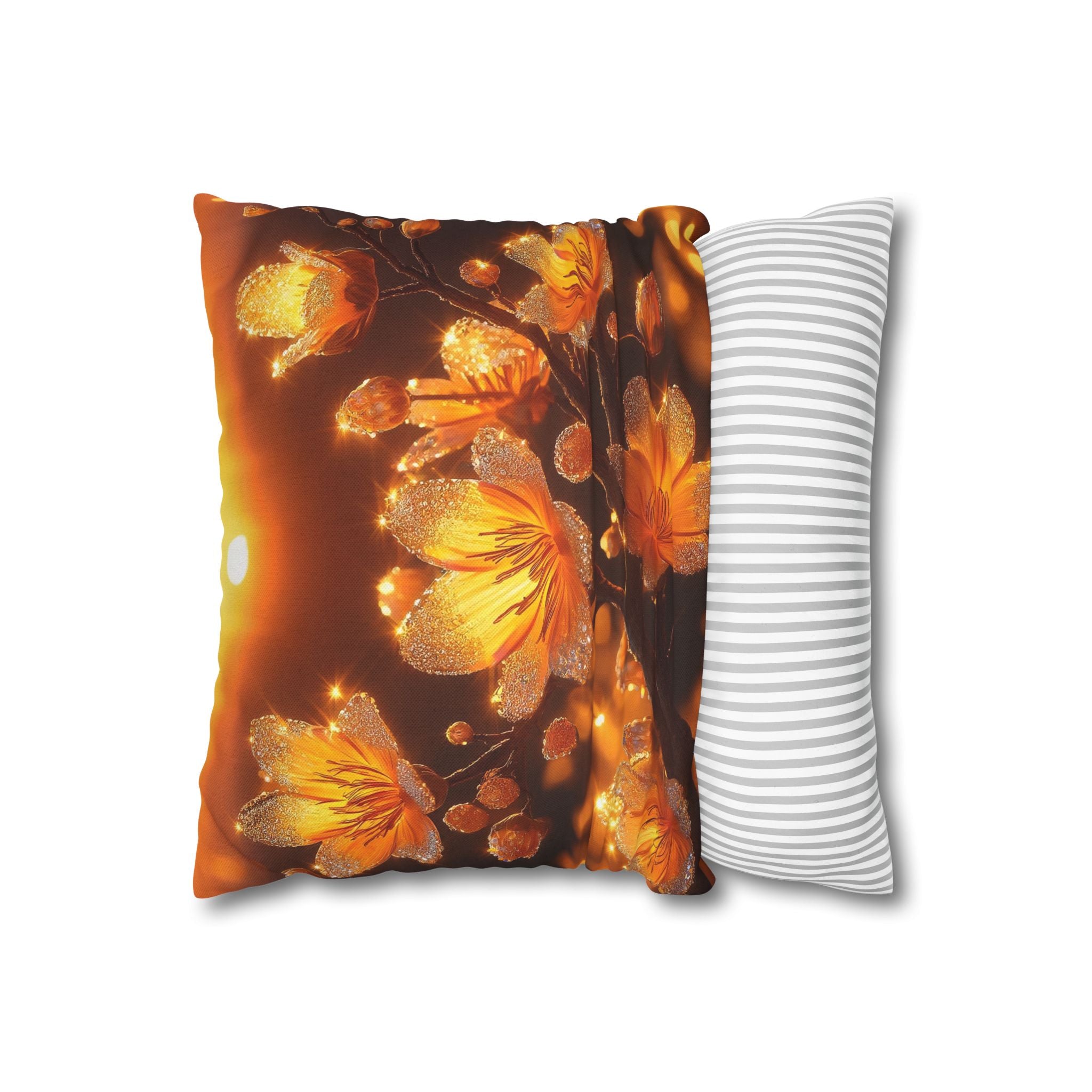 Yellow flowers in sunset - Polyester Square Pillowcase