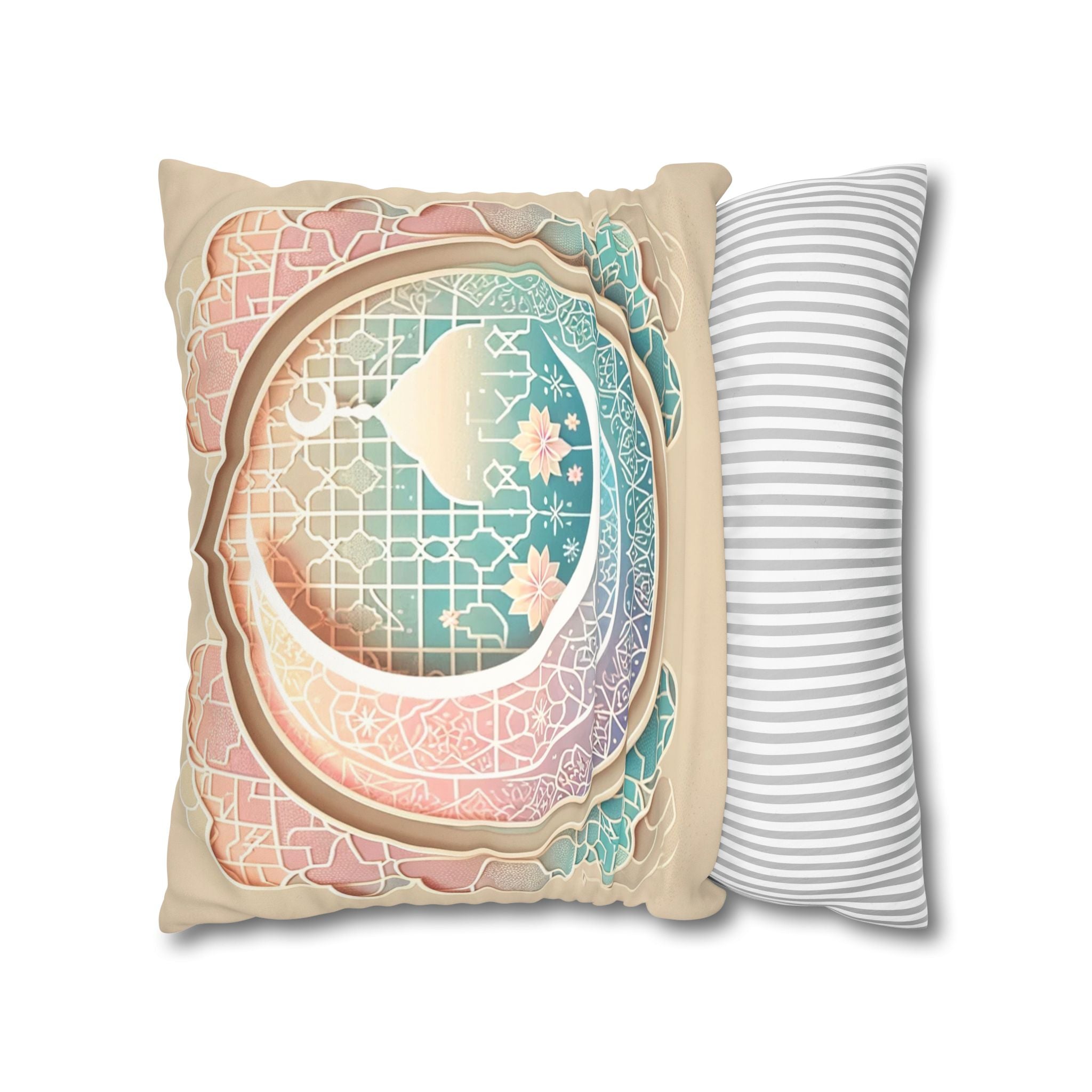 Islamic Art (pastel pink and green) - Suede Square Pillowcase