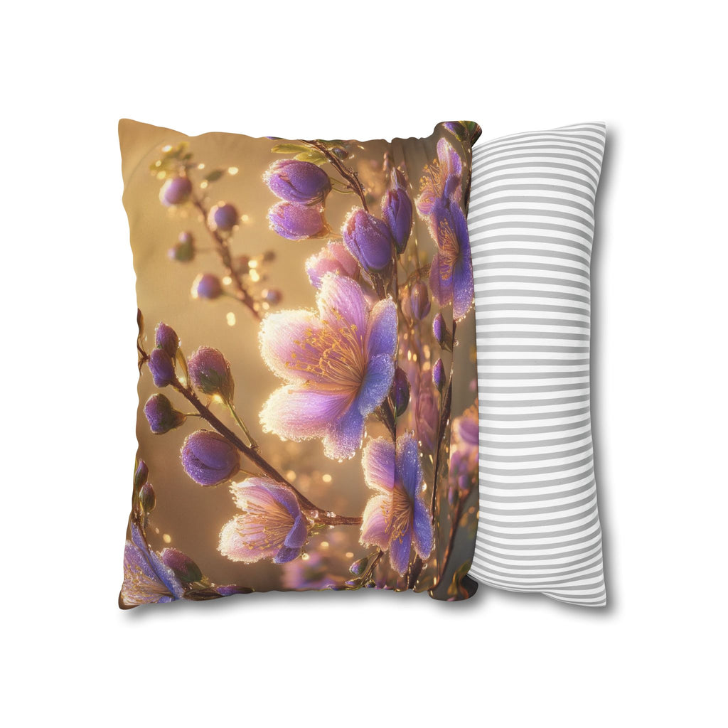 Purple and white flowers - Suede Square Pillowcase