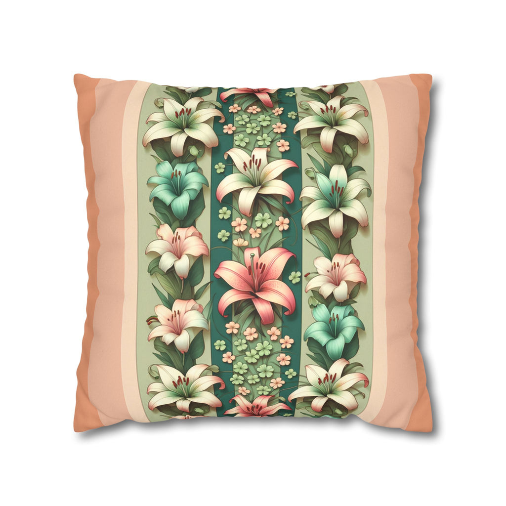 Pastel coloured Lilies - Suede Square Pillowcase