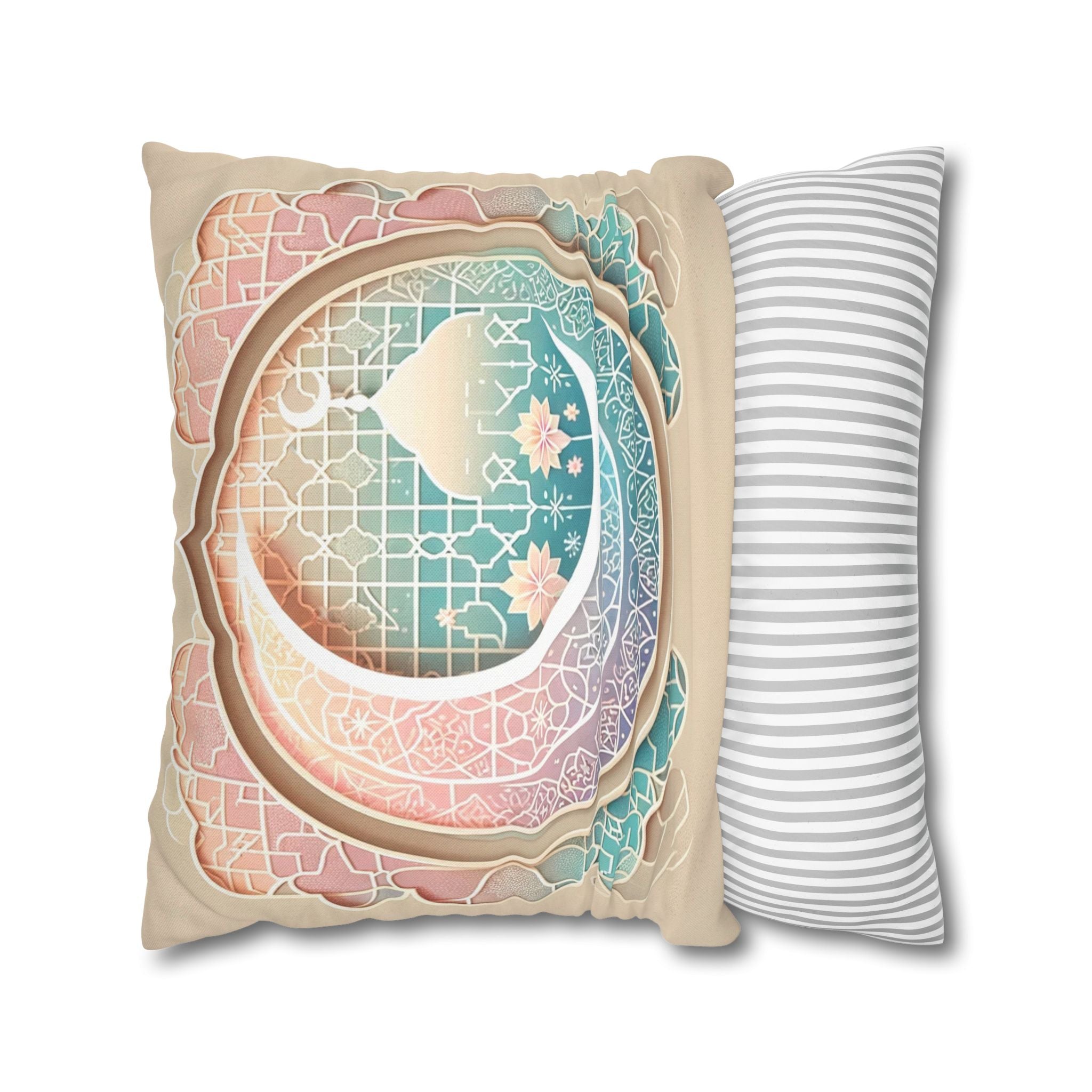 Islamic Art - peach coloured - Polyester Square Pillowcase