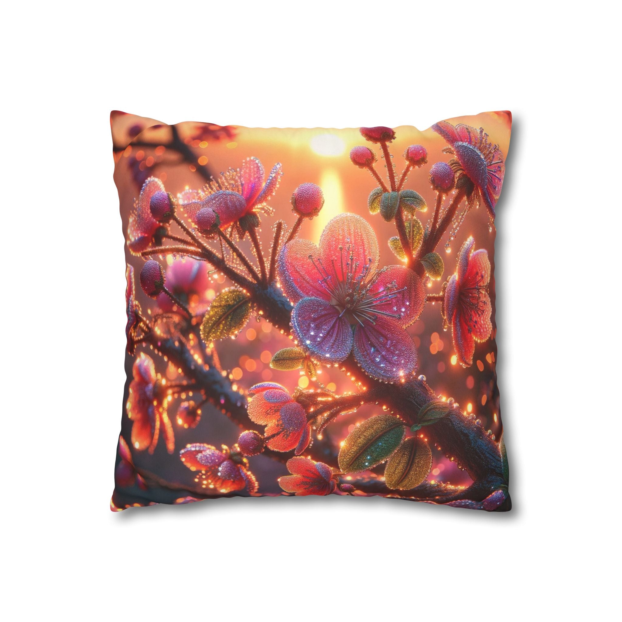Pink diamond flowers - Suede Square Pillowcase