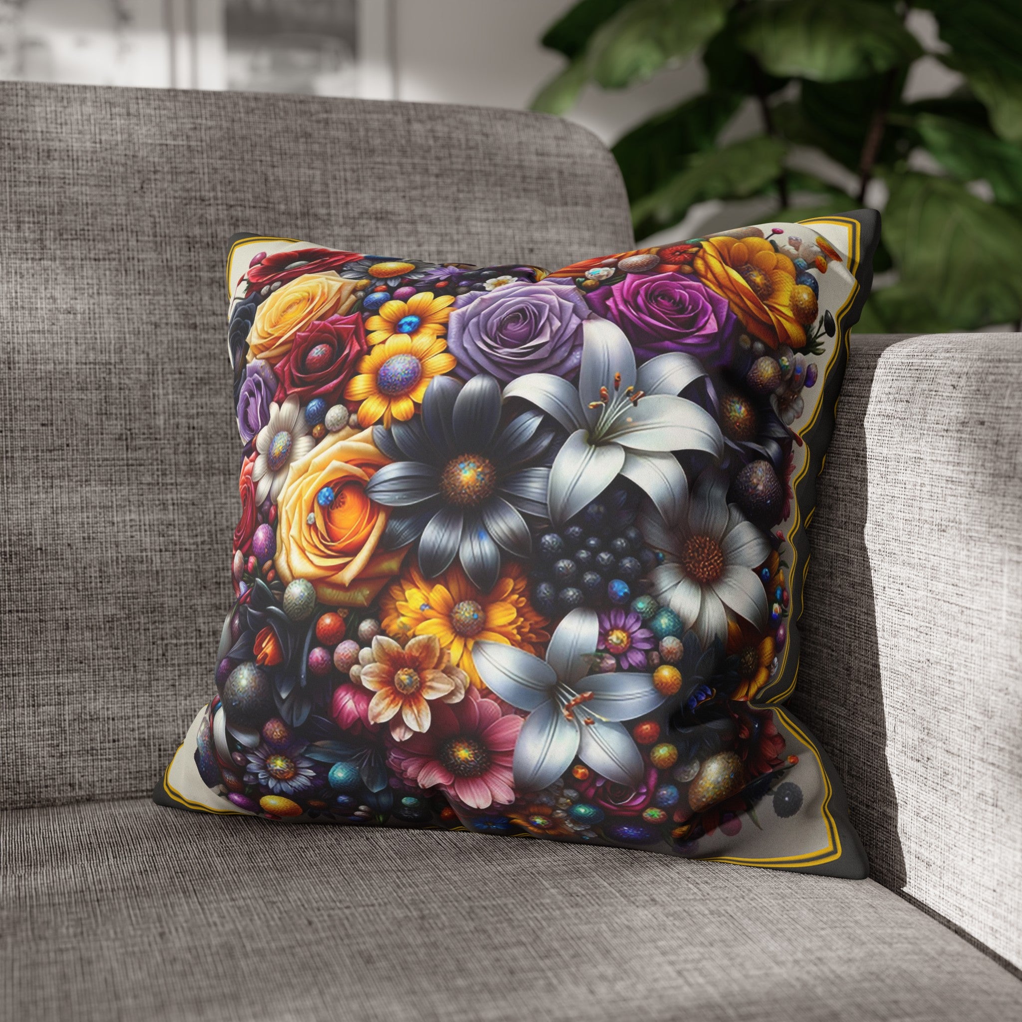 Colourful Bouquet (3) - Suede Square Pillowcase