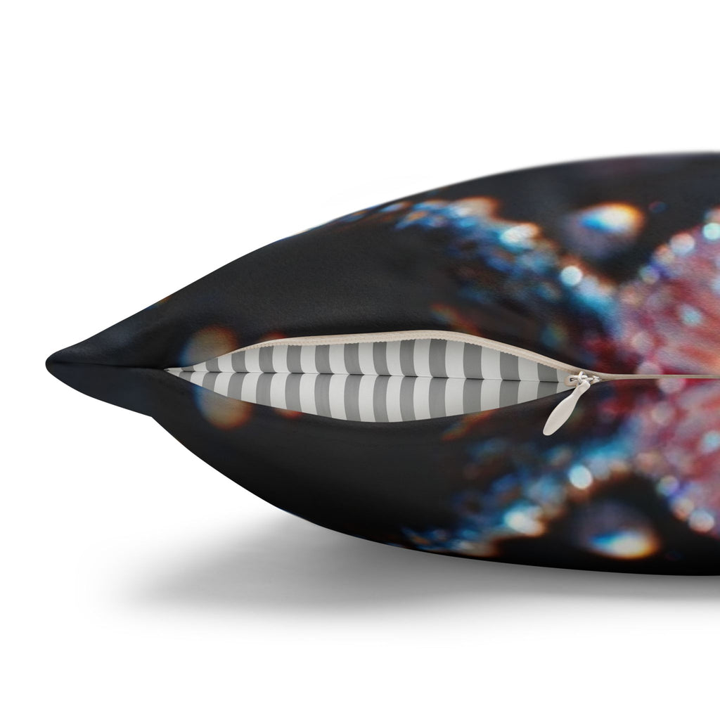 Red diamond flowers (in moonlight) - Suede Square Pillowcase