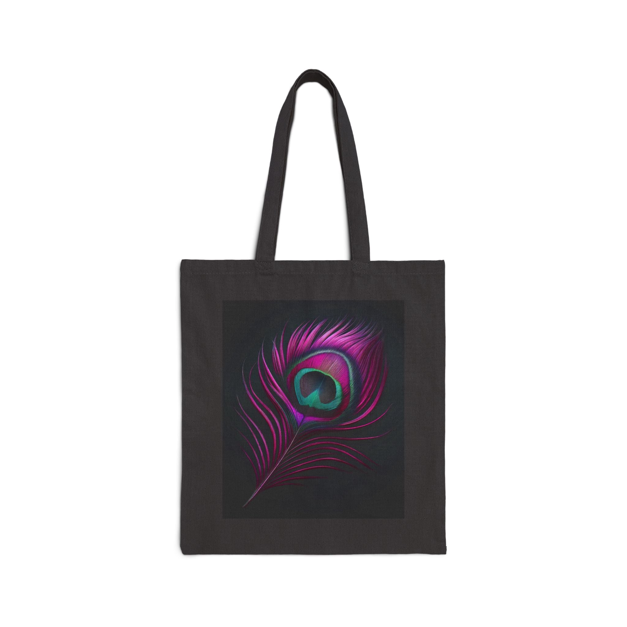 Vibrant Peacock Feather - Cotton Canvas Tote Bag