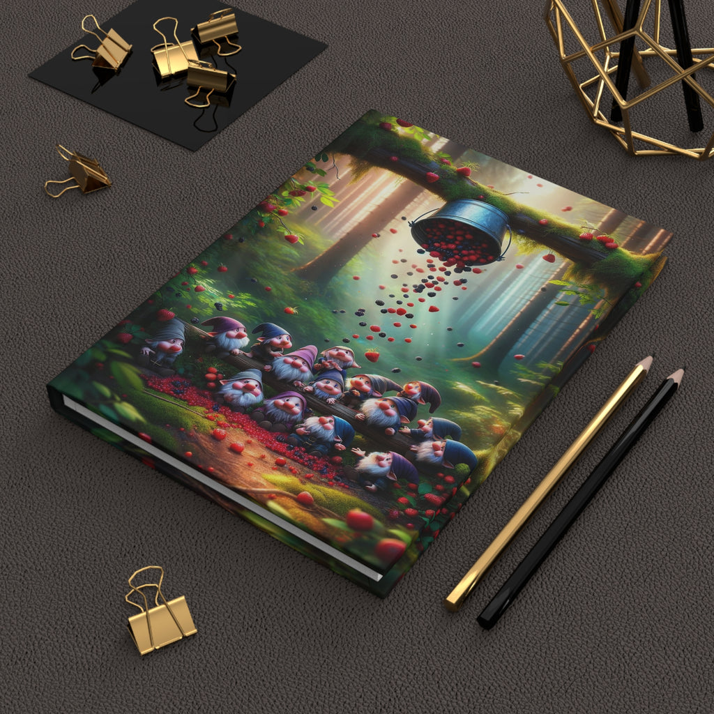 A fruit basket falling down on gnomes - Hardcover Notebook