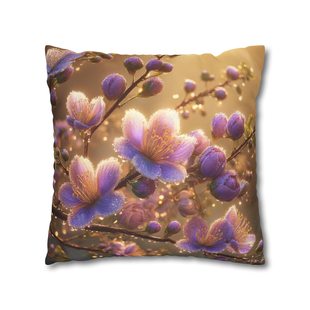 Purple and white flowers - Suede Square Pillowcase