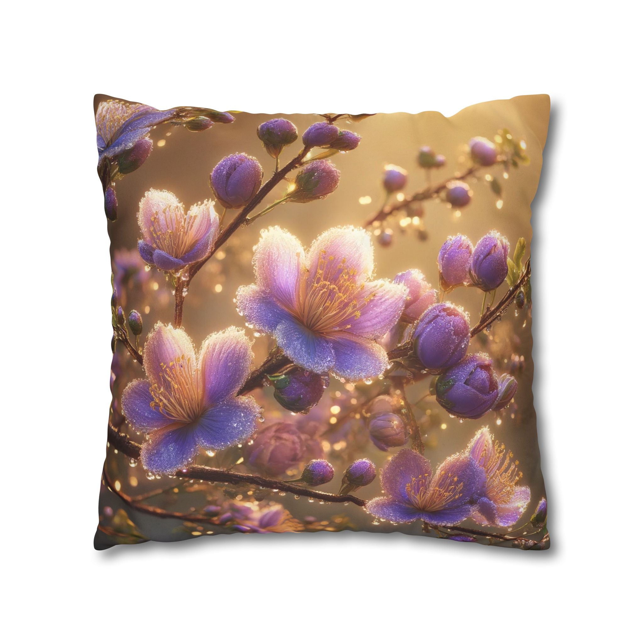 Purple and white flowers - Suede Square Pillowcase
