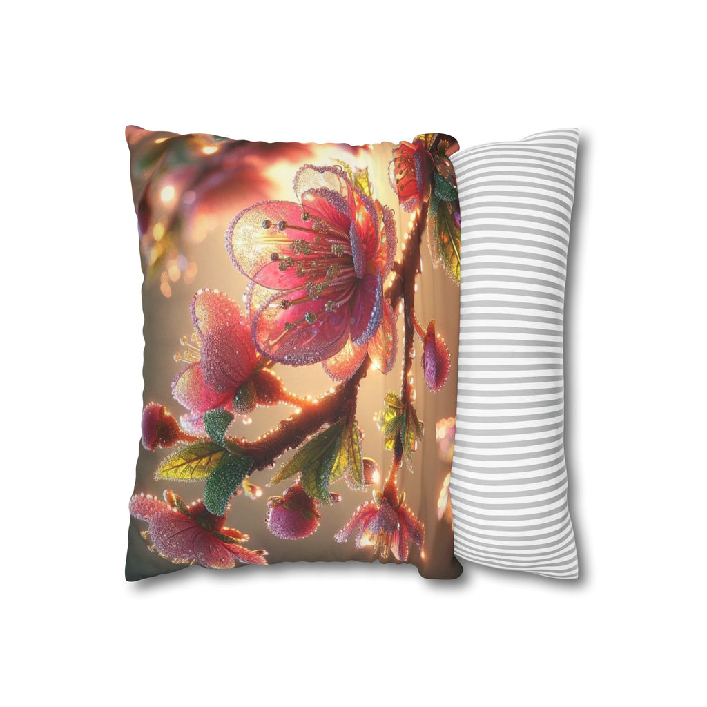 Large Pink flowers - Suede Square Pillowcase