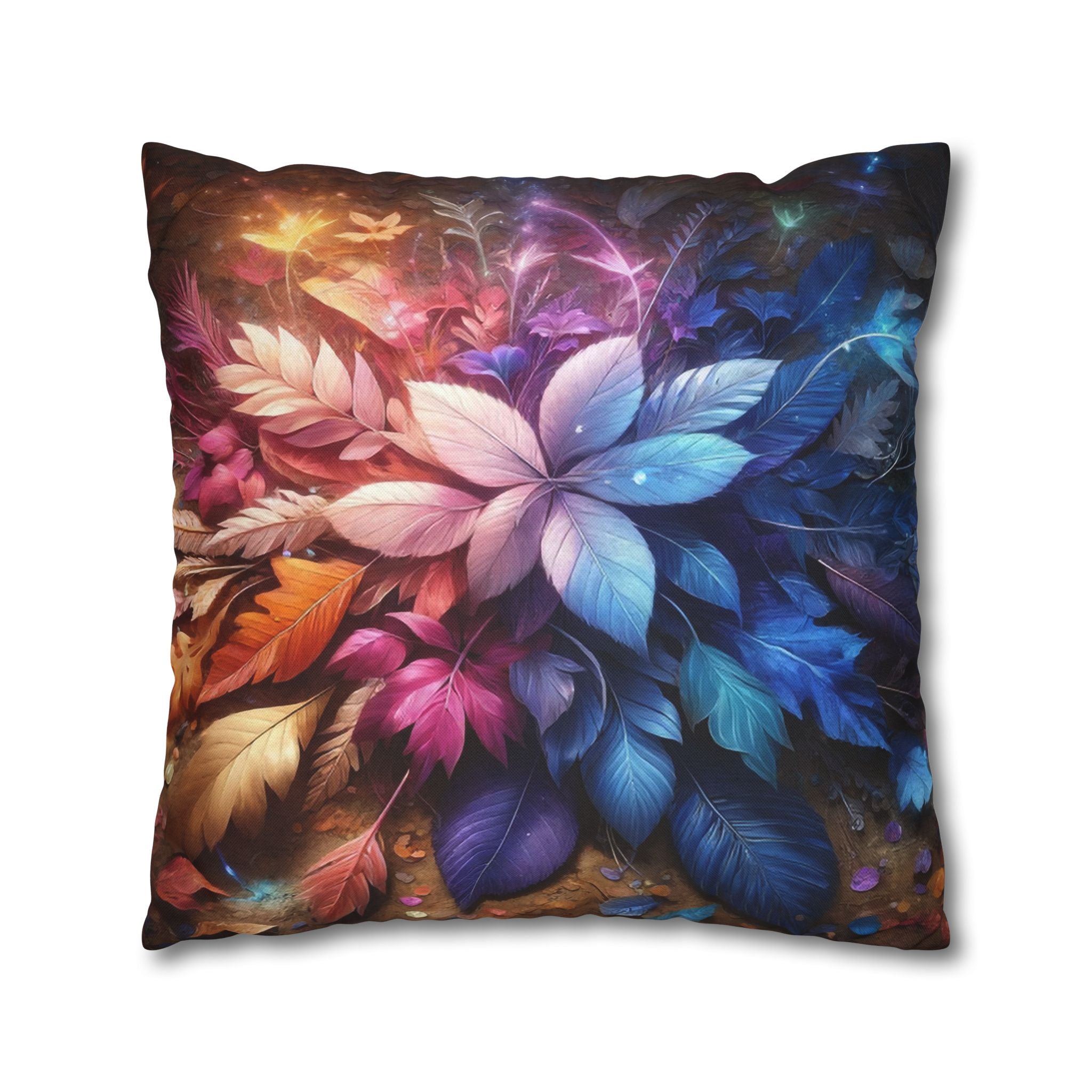 Pastel coloured magical Leaves - Polyester Square Pillowcase