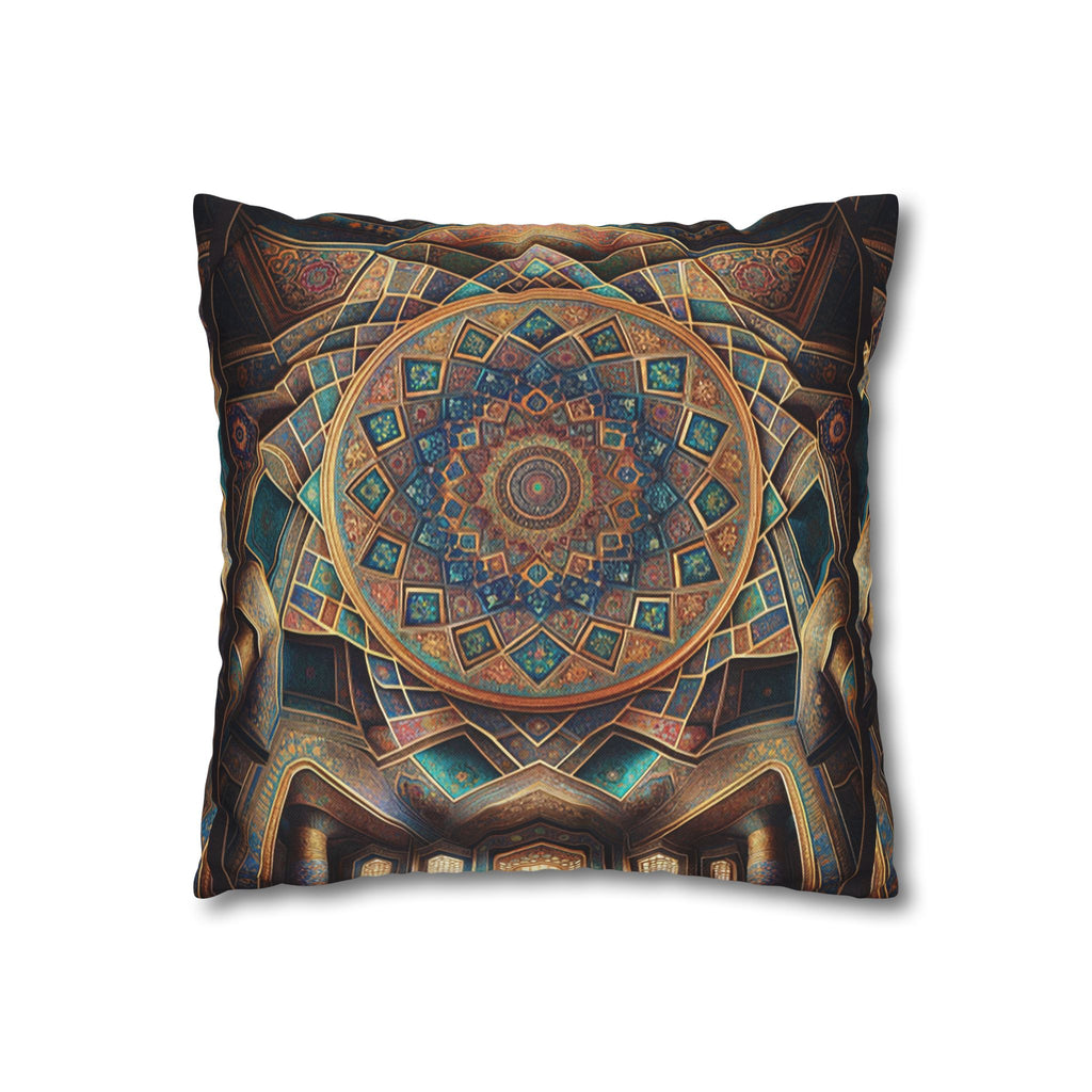 Persian art, brown-blue - Polyester Square Pillowcase
