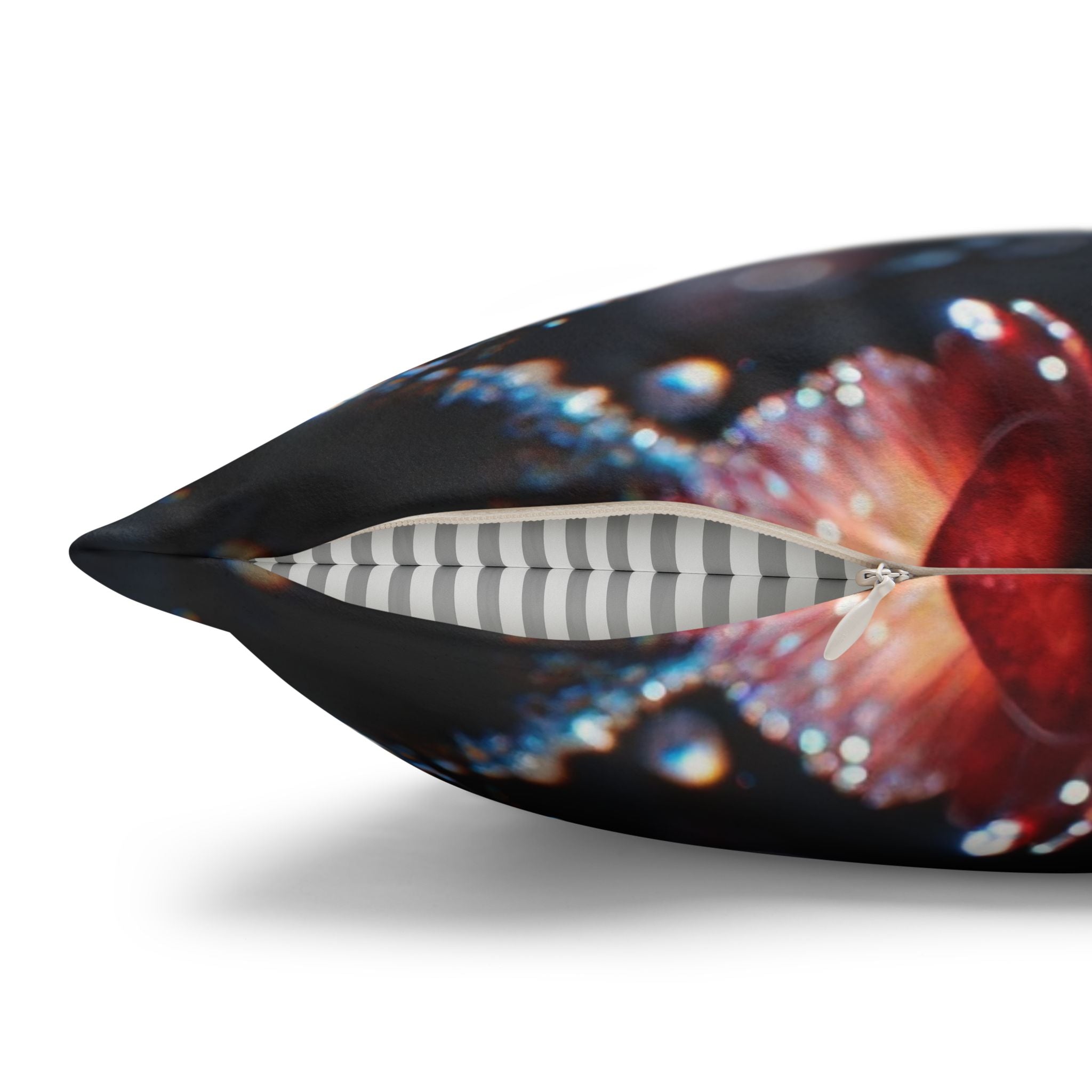 Red diamond flowers (in moonlight) - Suede Square Pillowcase