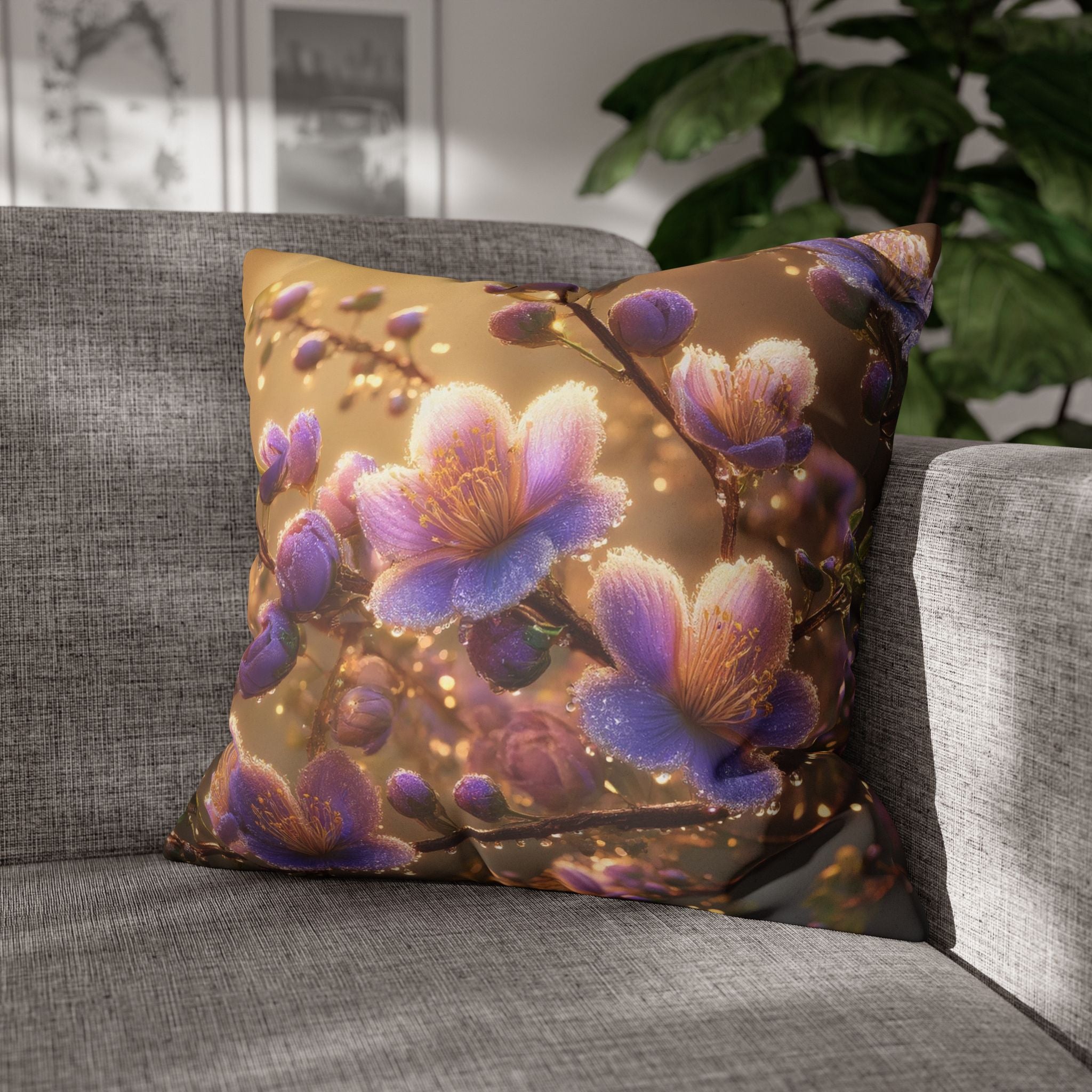 Purple and white flowers - Suede Square Pillowcase