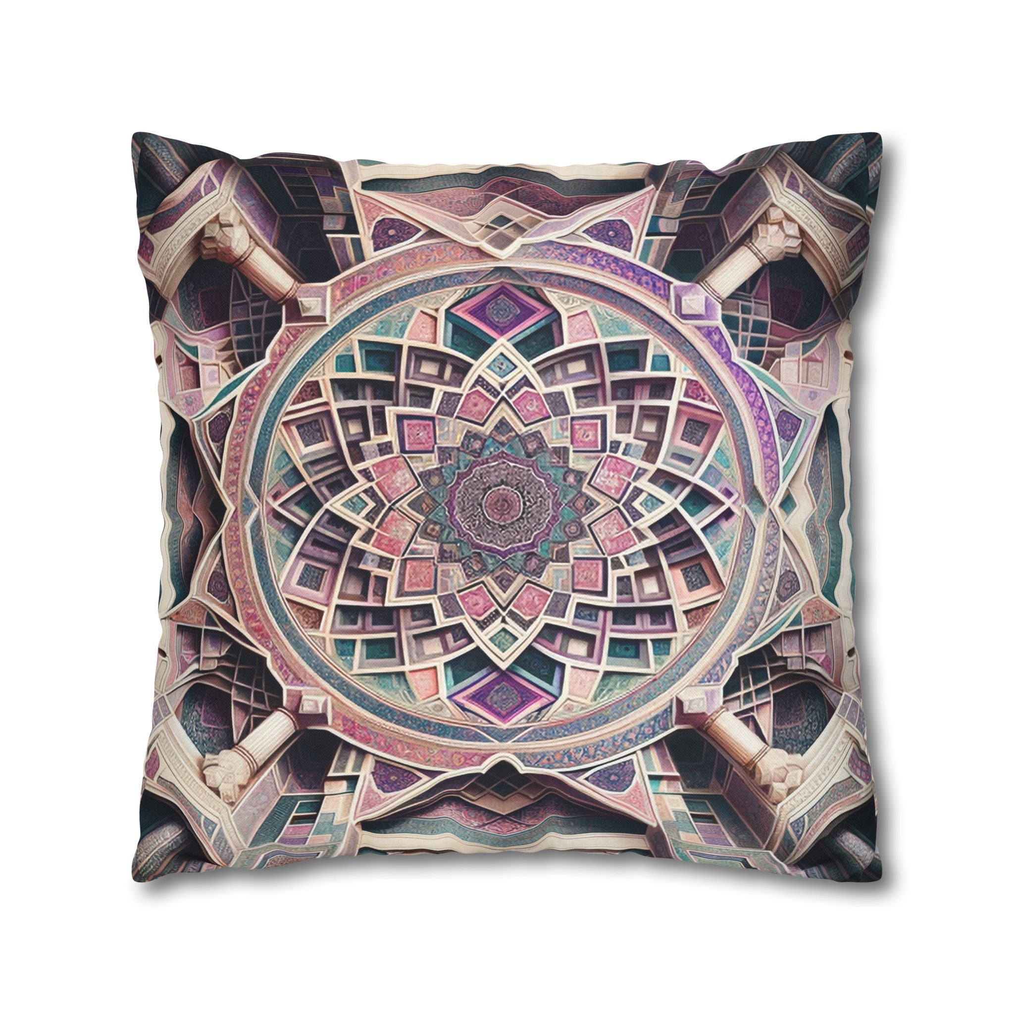 Persian art, grey-pink - Polyester Square Pillowcase