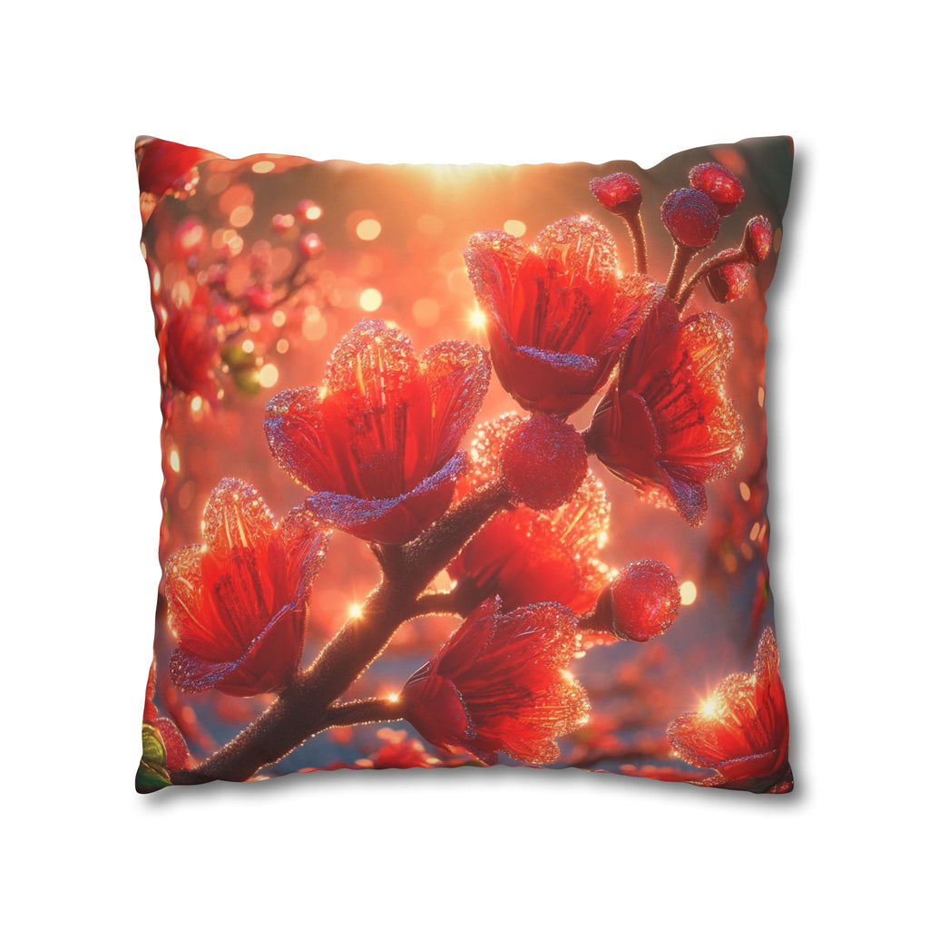Red diamond flowers (in sunset) - Suede Square Pillowcase
