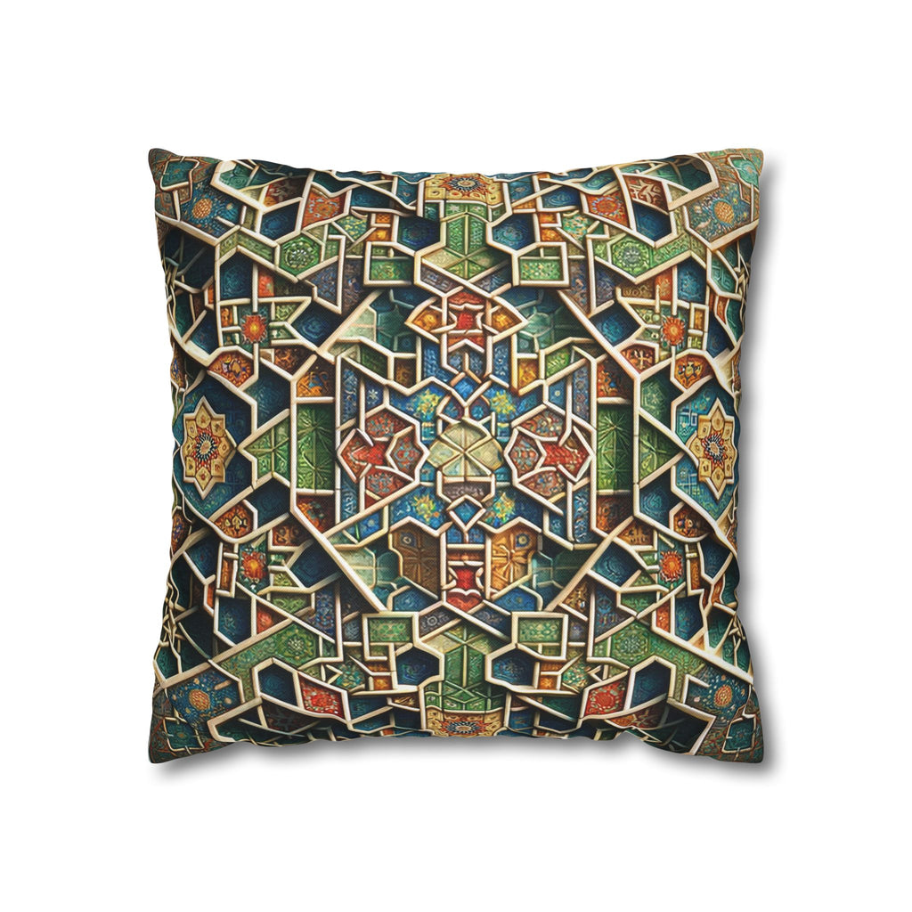Persian art, orange-green - Polyester Square Pillowcase