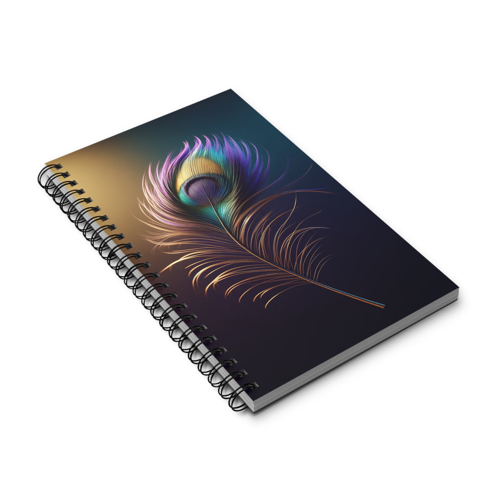 Fantasy Peacock feather Purple-Yellow (2) - Spiral Journal