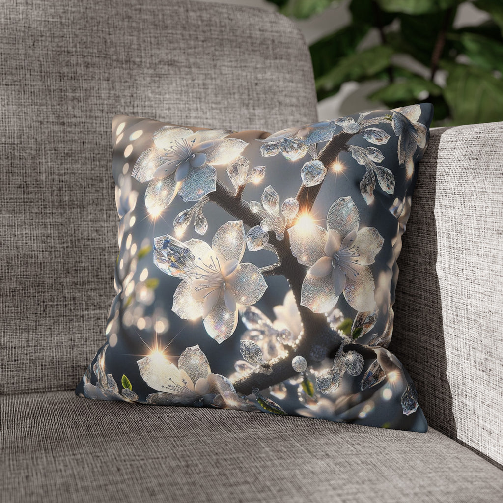 White, diamond flowers (5) - Suede Square Pillowcase