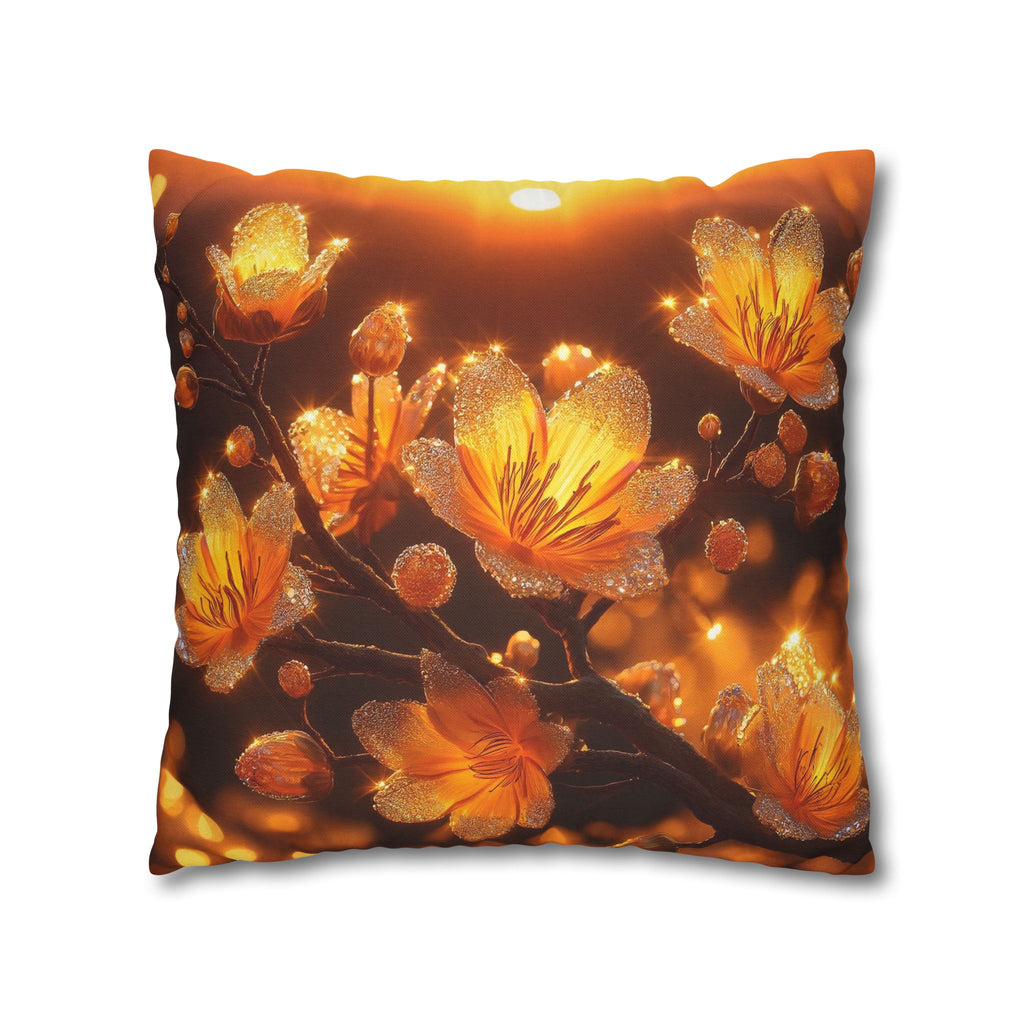 Yellow flowers in sunset - Polyester Square Pillowcase