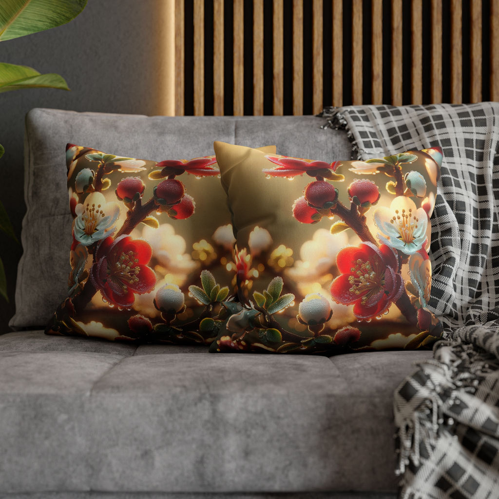 Red and white flowers - Suede Square Pillowcase