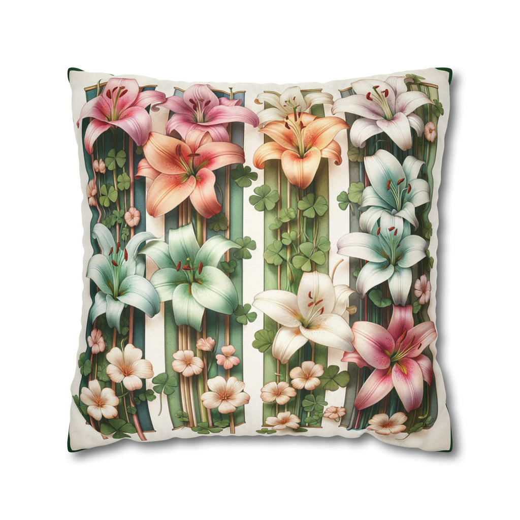 Lilies with little leaves - Polyester Square Pillowcase