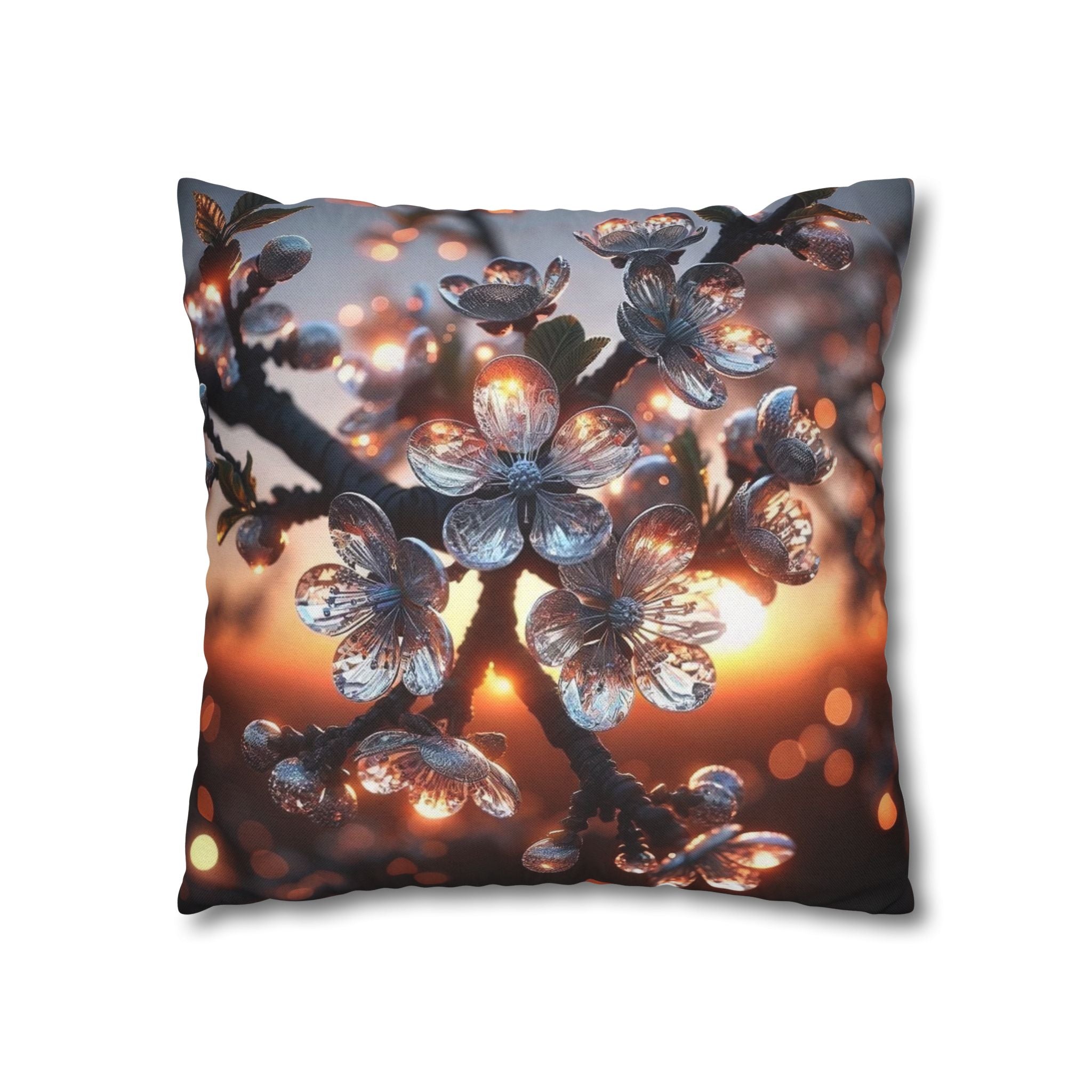 A branch full of white flowers - Polyester Square Pillowcase