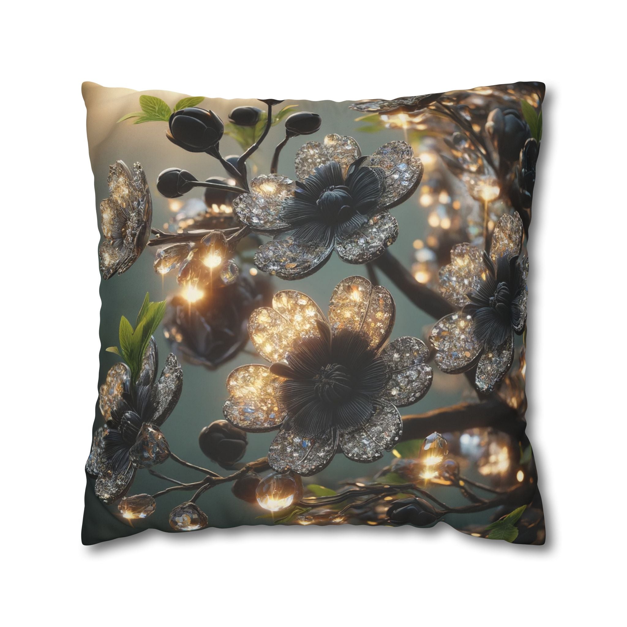 Shining diamond flowers - Suede Square Pillowcase