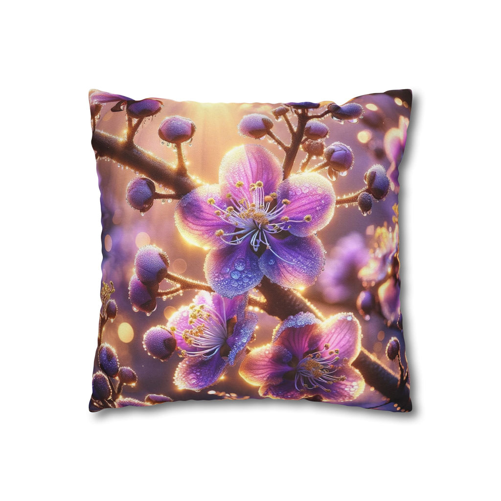 Purple-white, diamond flowers - Polyester Square Pillowcase