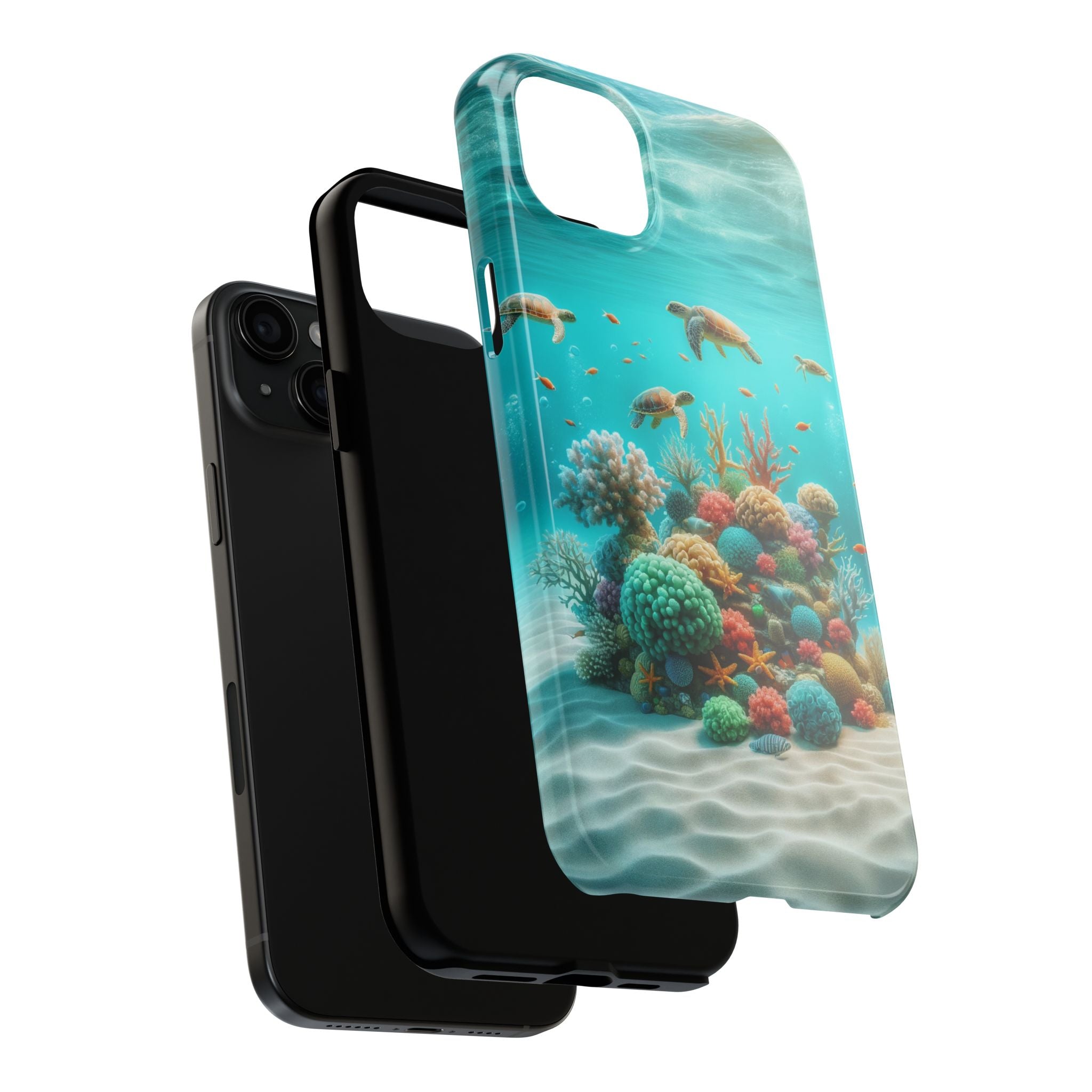Phone Cases - Turtles on Coral Reef Design
