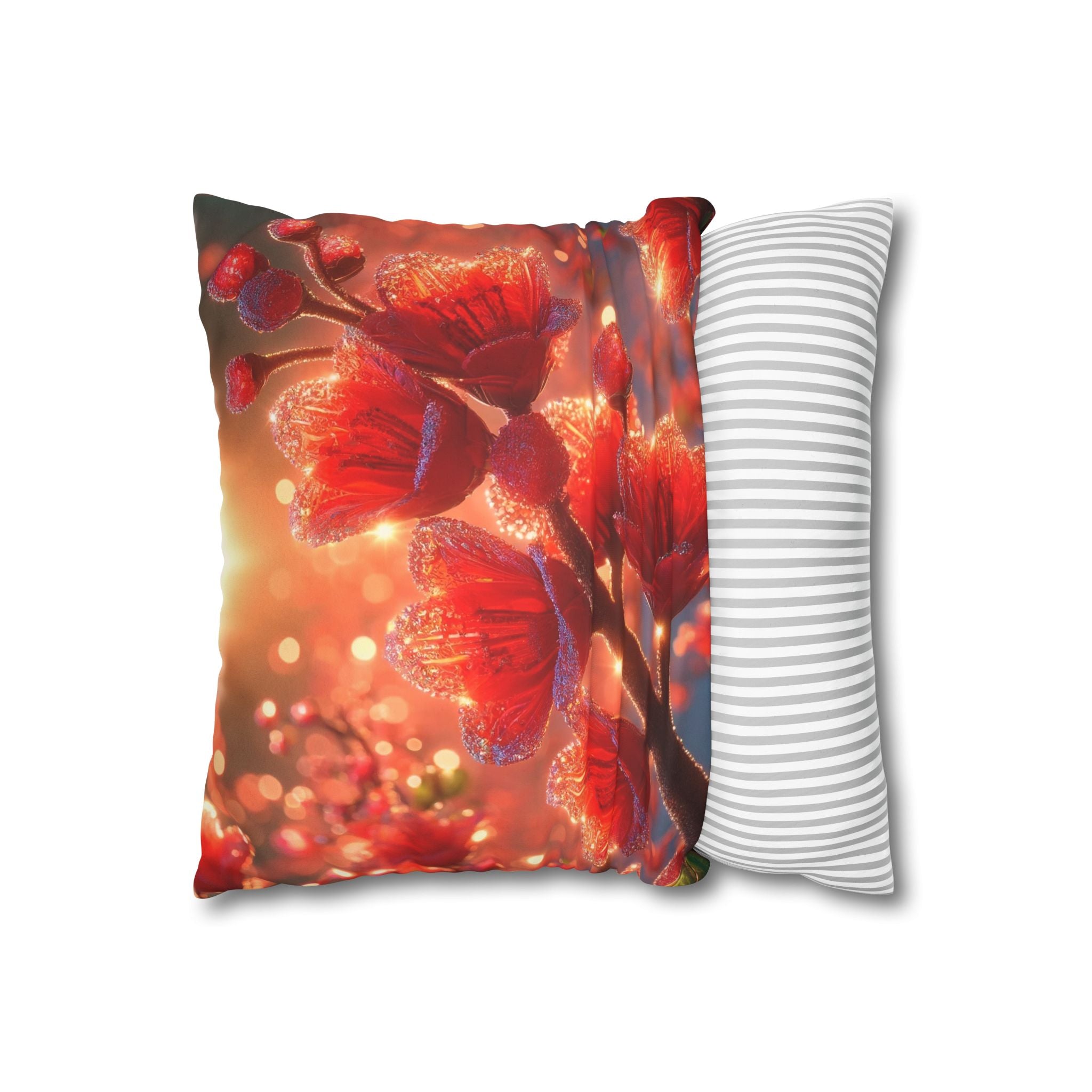 Red diamond flowers (in sunset) - Suede Square Pillowcase