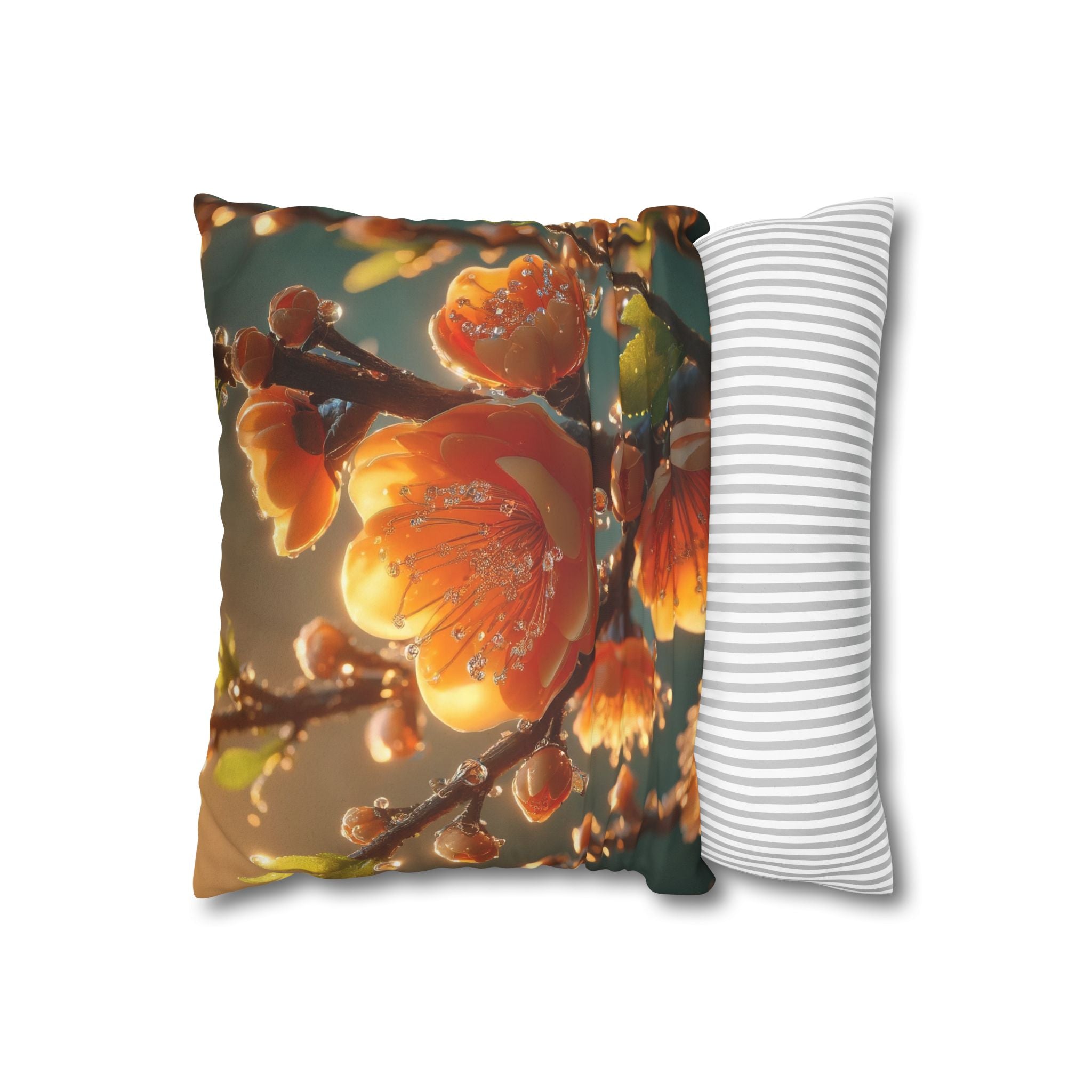 Orange coloured flowers  - Suede Square Pillowcase