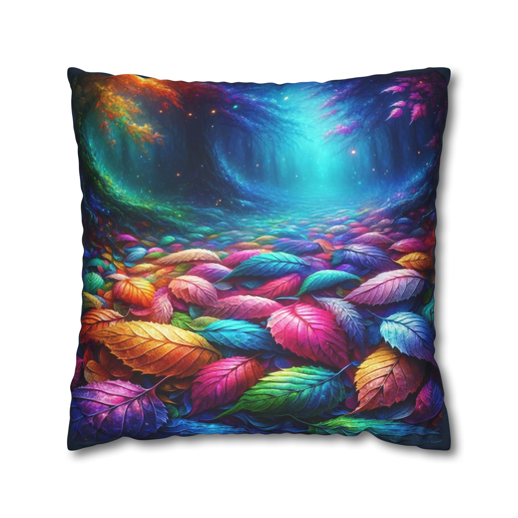 Magical leaves (blue light) - Suede Square Pillowcase