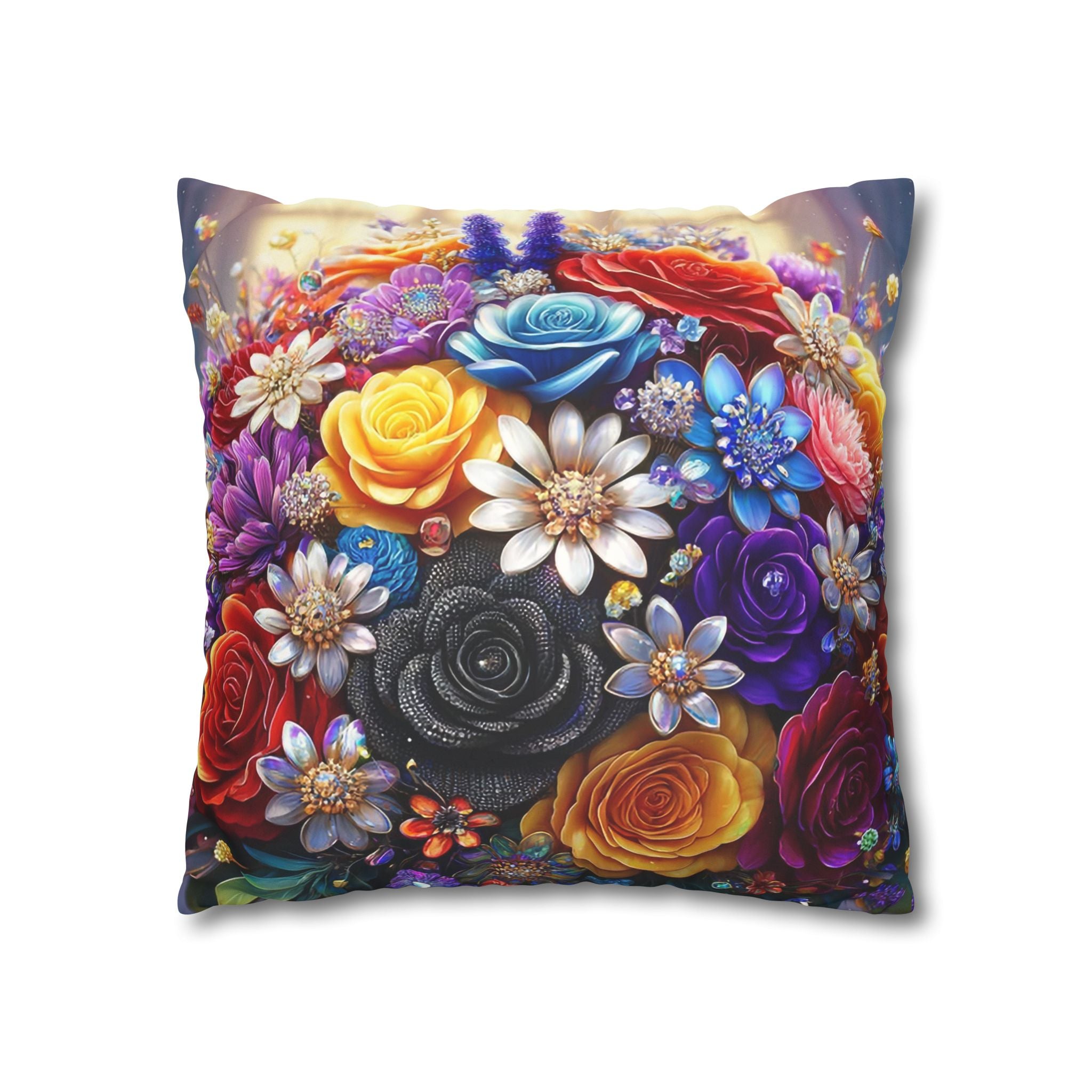 Bouquet of colourful flowers (in the sun) - Suede Square Pillowcase