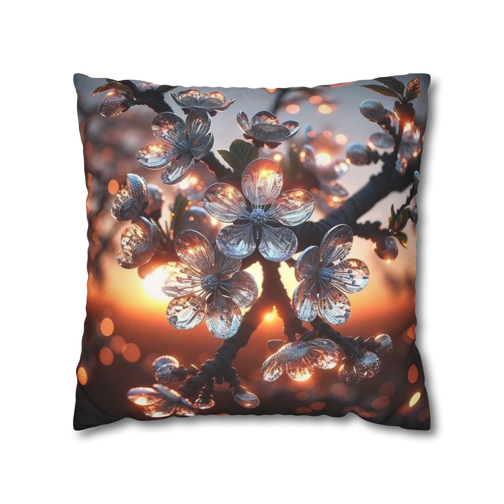 White, diamond flowers (in the evening) - Suede Square Pillowcase