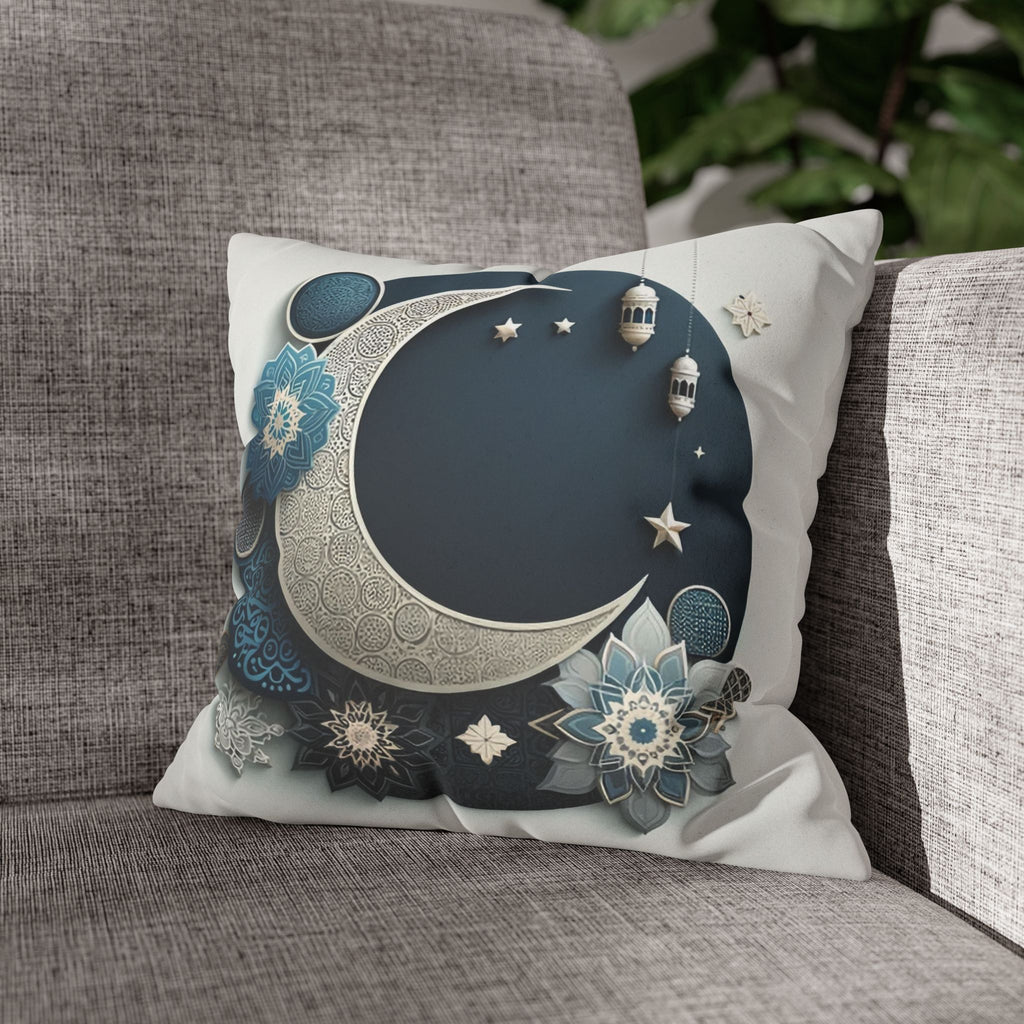 Islamic Art (large silver moon) - Suede Square Pillowcase