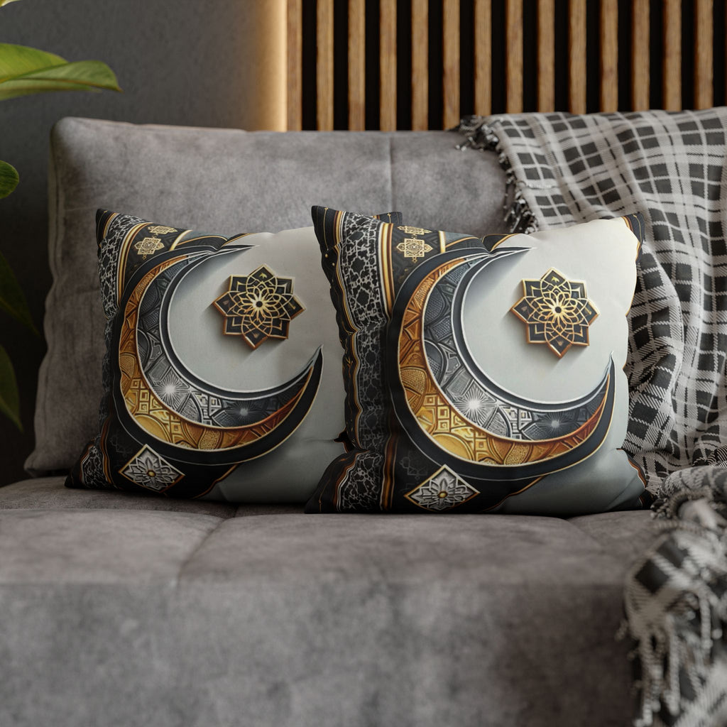 Islamic Art (gold & silver moon)) - Suede Square Pillowcase