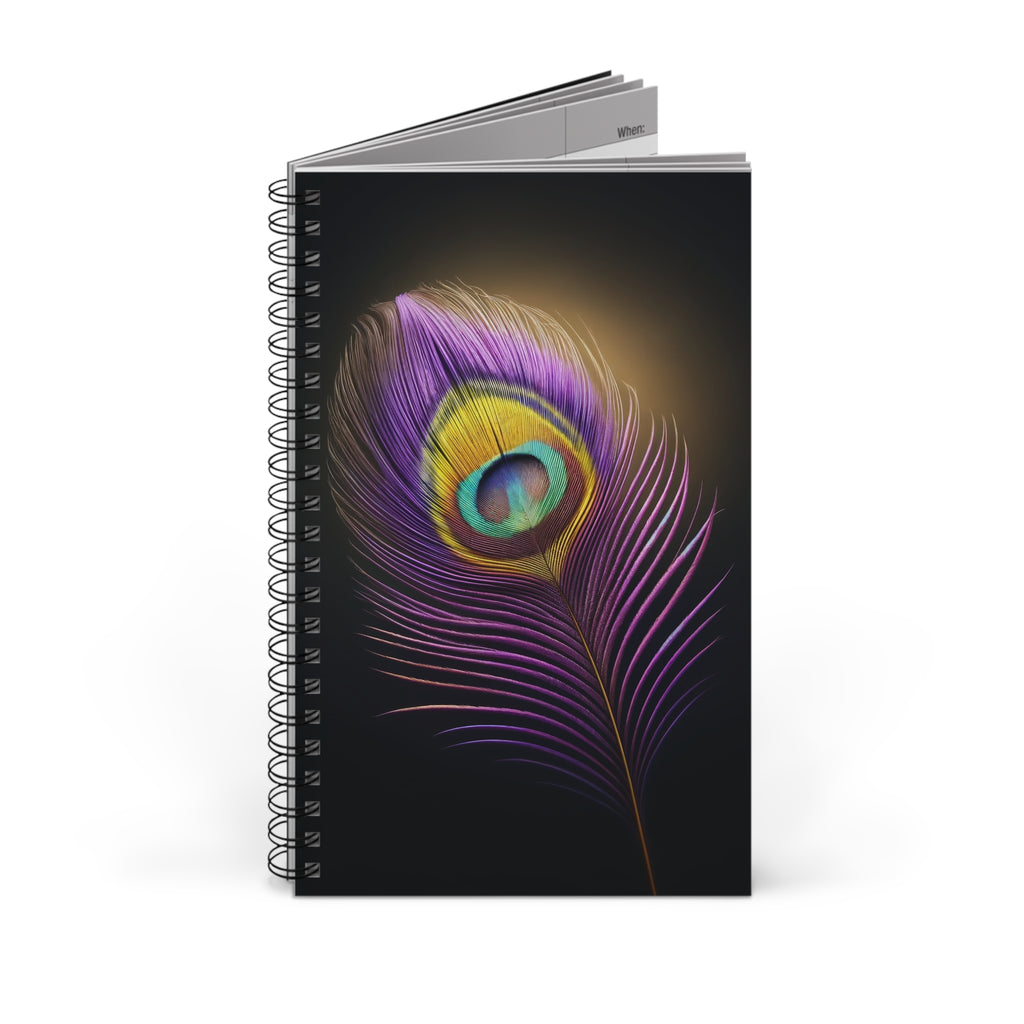 Fantasy Peacock Feather (Purple-Yellow) - Spiral Journal