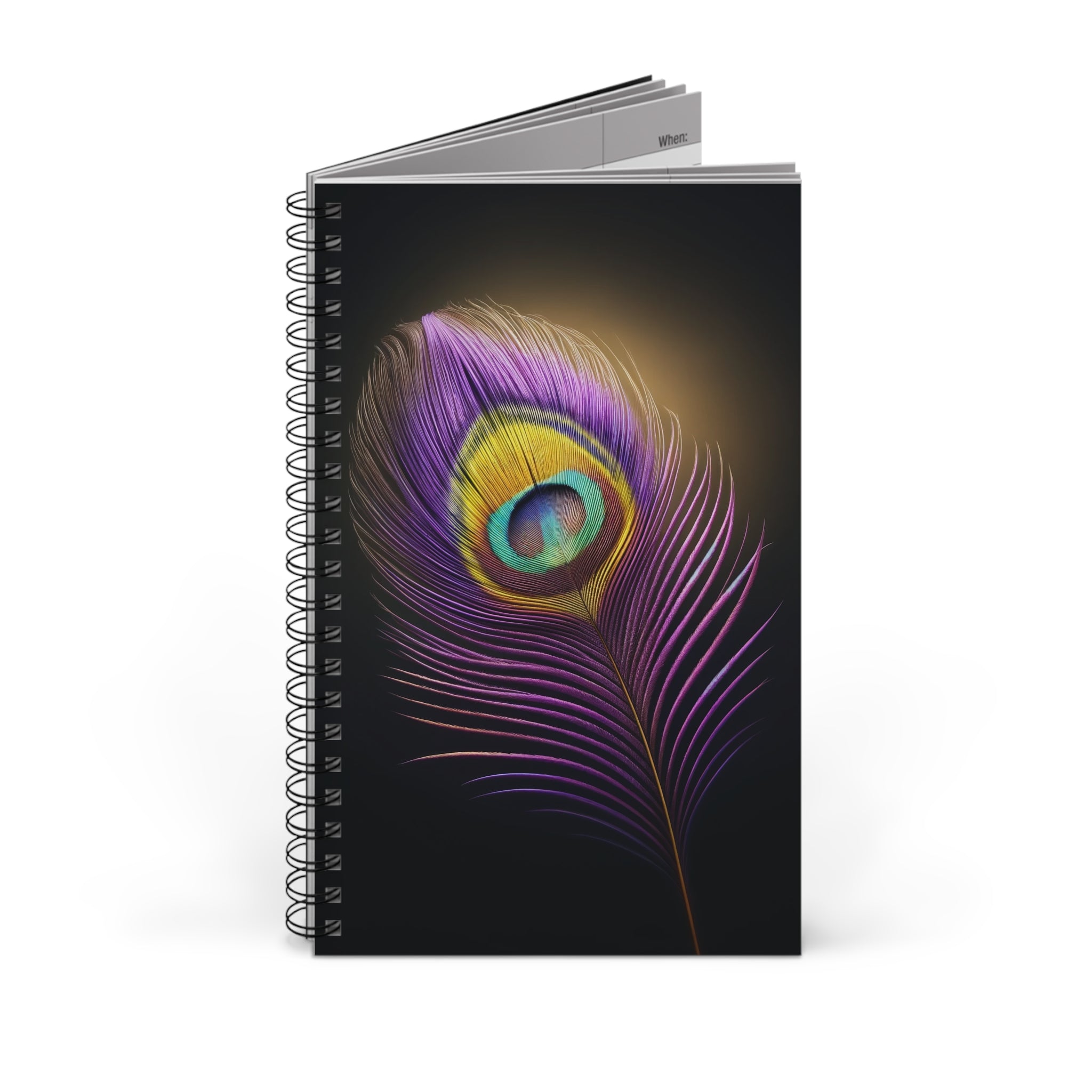 Fantasy Peacock Feather (Purple-Yellow) - Spiral Journal