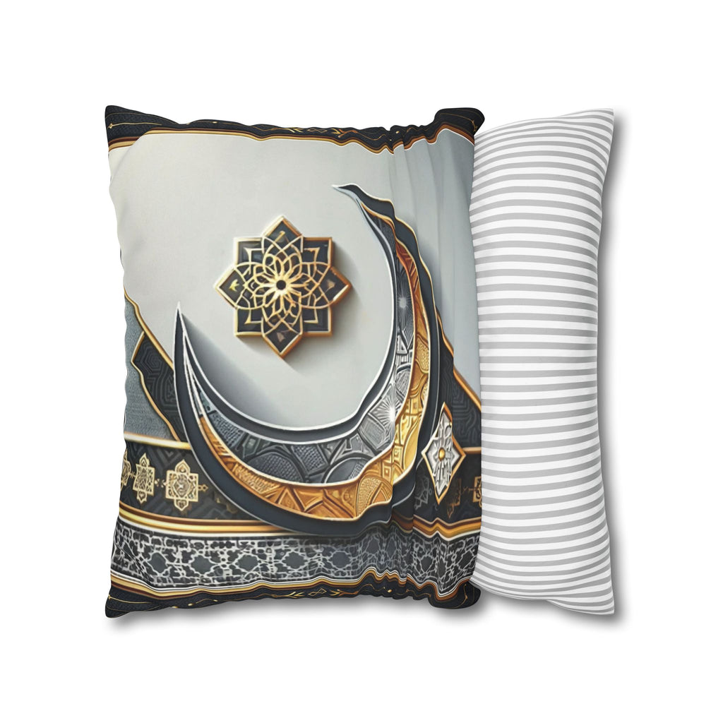 Islamic Art (gold & silver moon)) - Suede Square Pillowcase