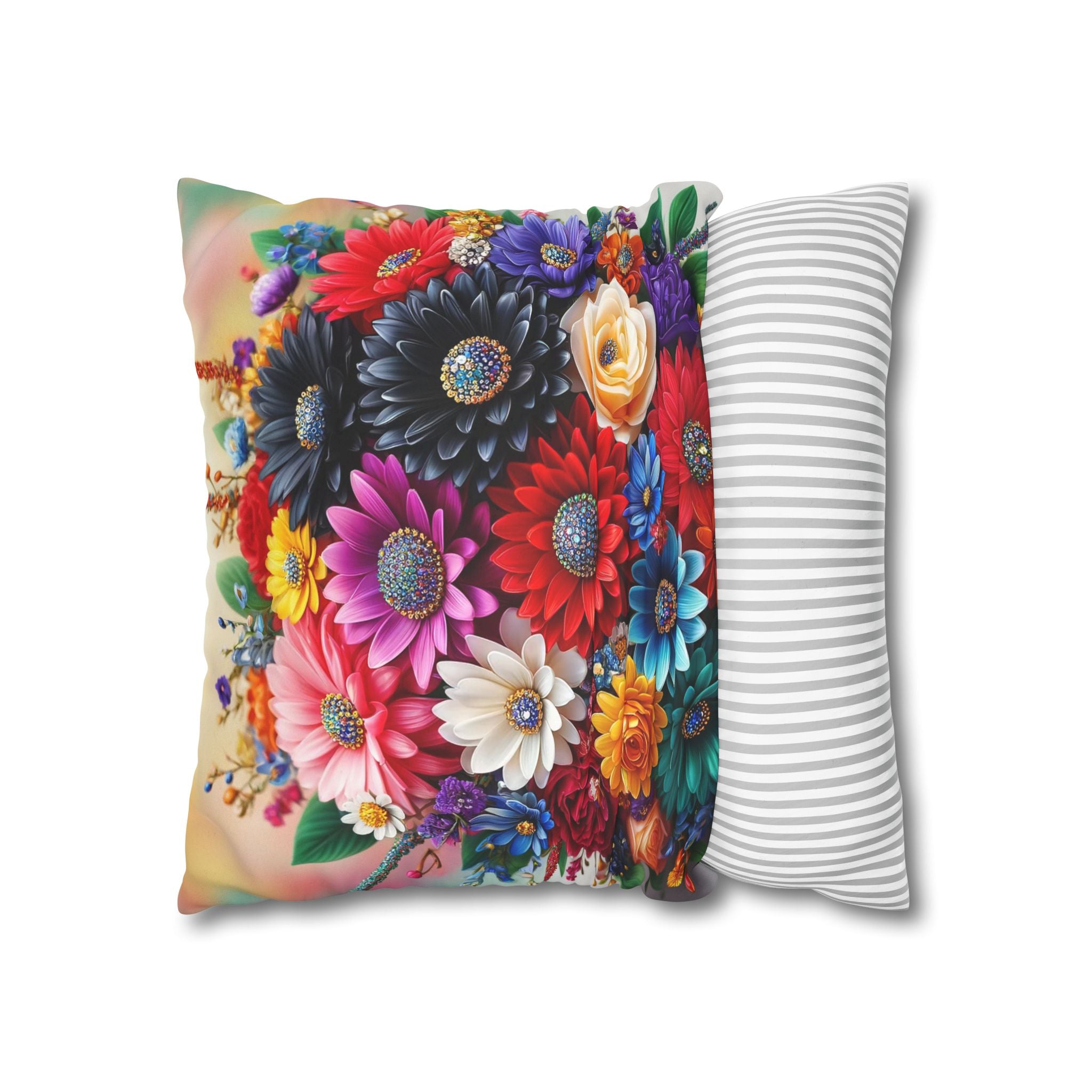 Colourful Bouquet of bright coloured flowers - Suede Square Pillowcase